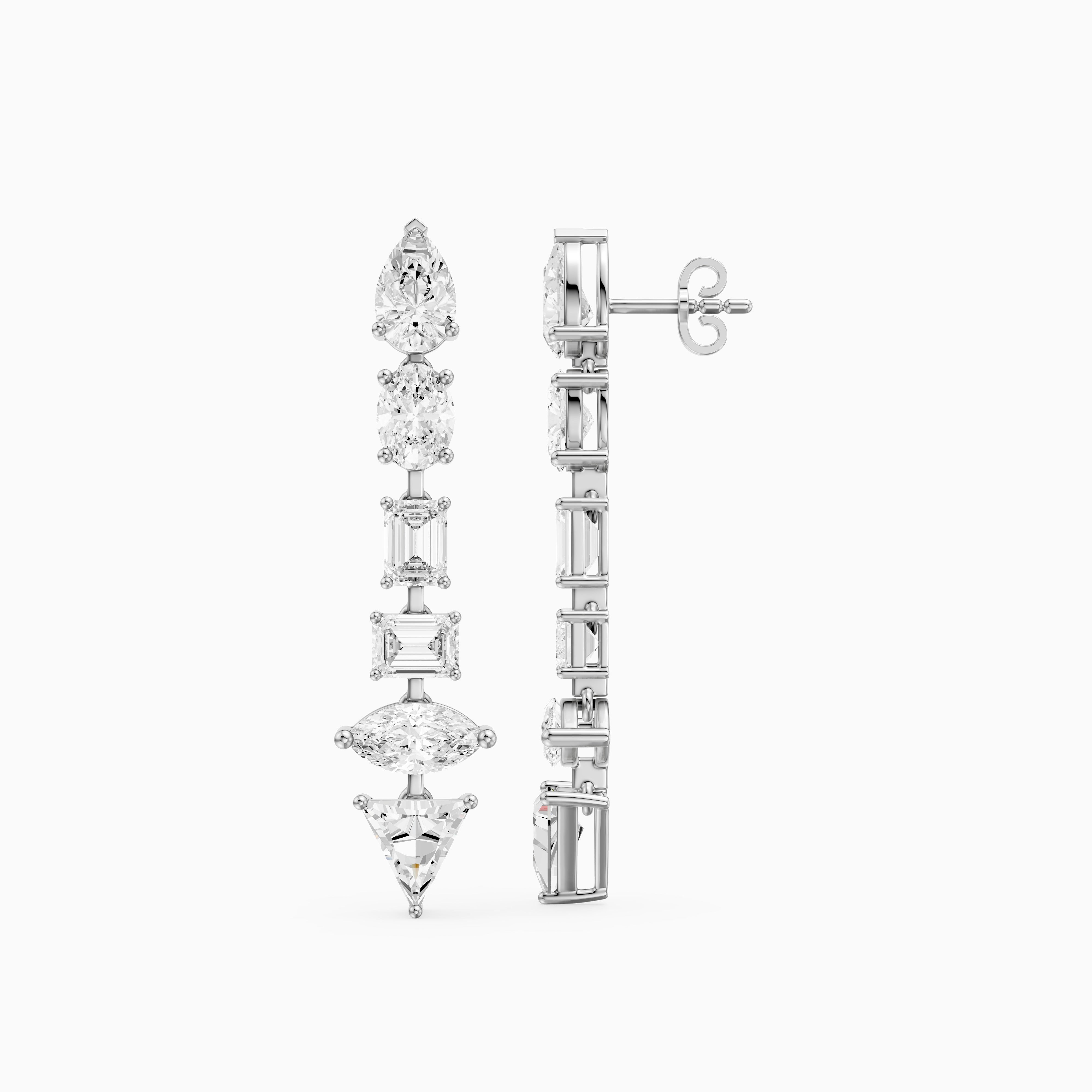 Dorian Multi Shape Lab Grown Diamond Linear Drop Earrings