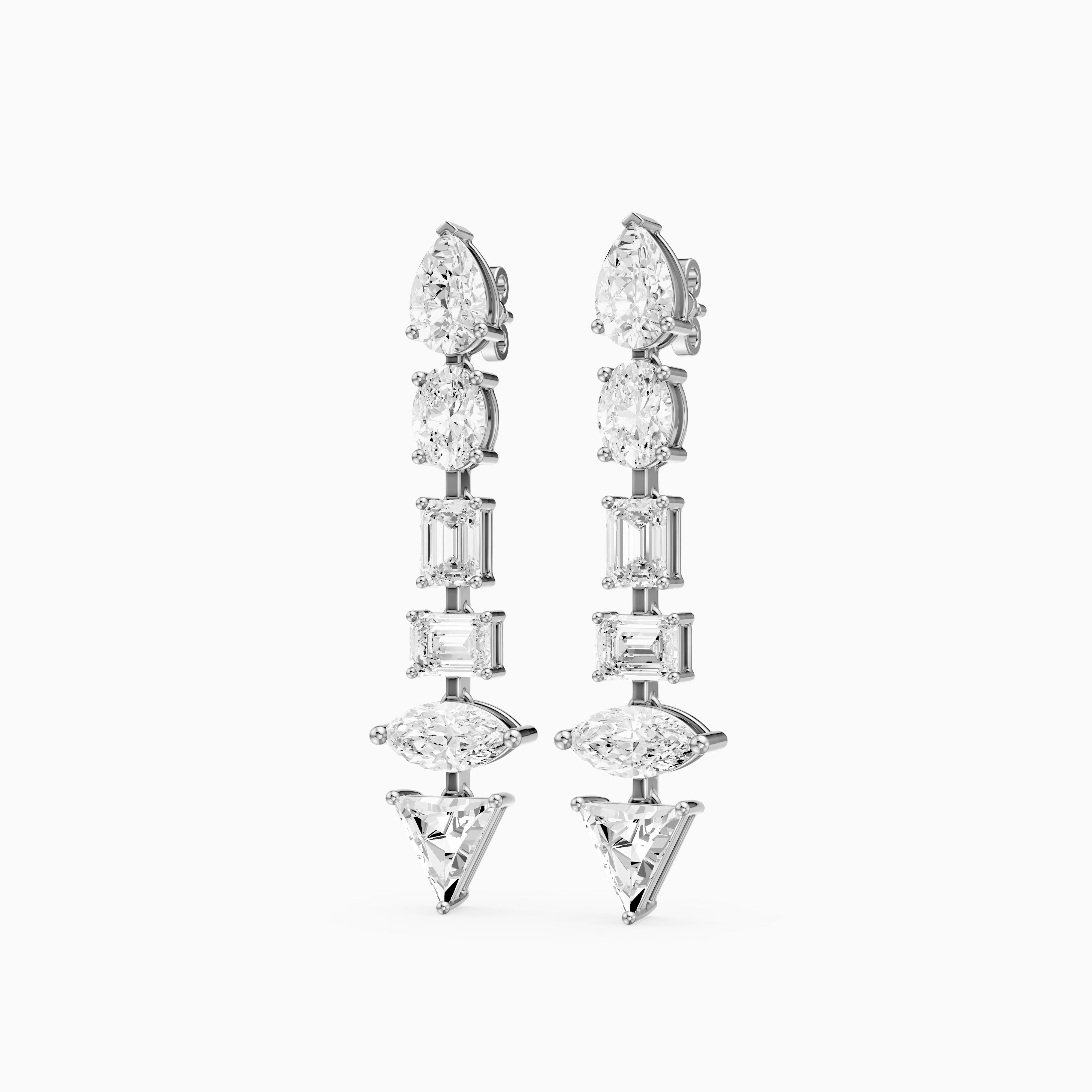 Dorian Multi Shape Lab Grown Diamond Linear Drop Earrings