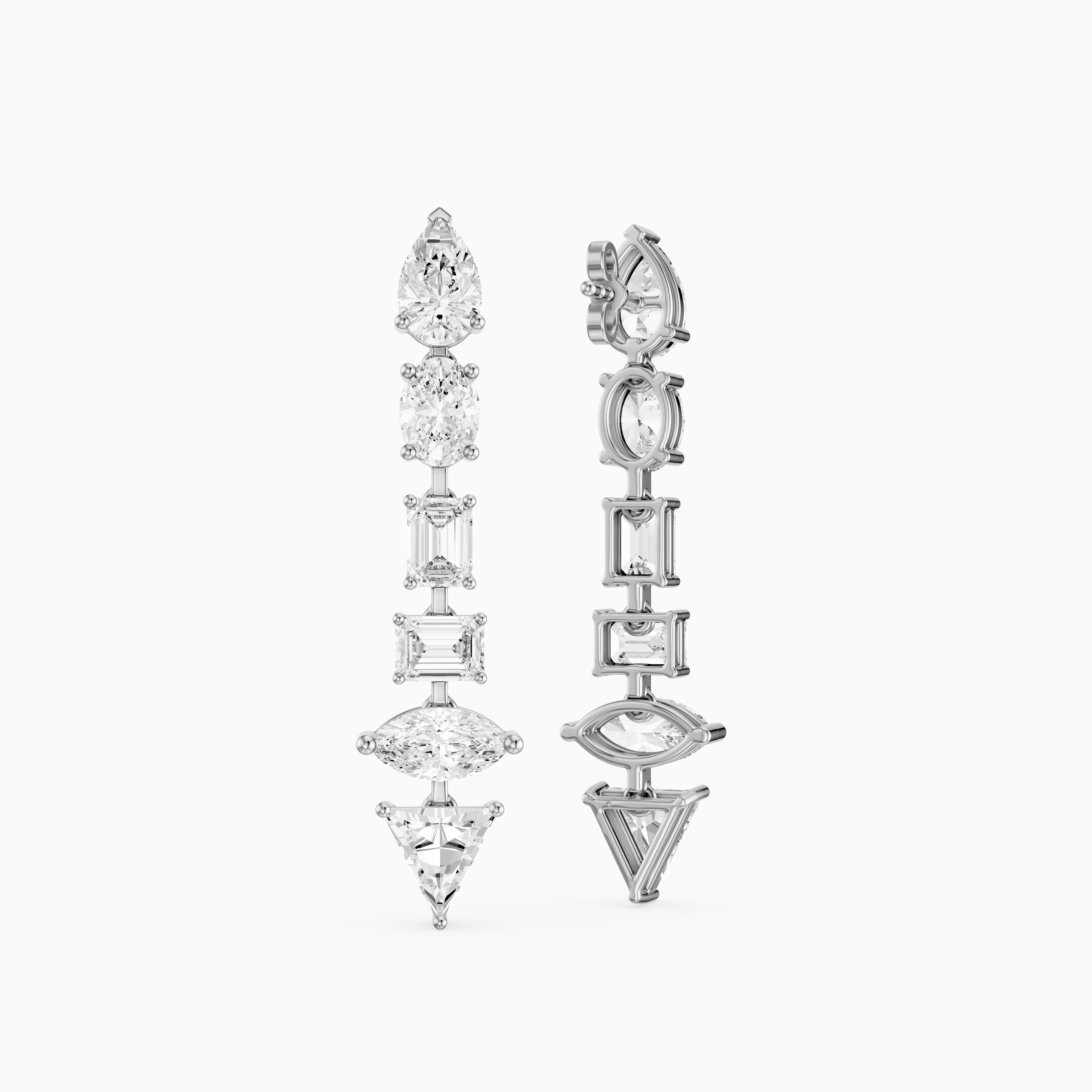 Dorian Multi Shape Lab Grown Diamond Linear Drop Earrings