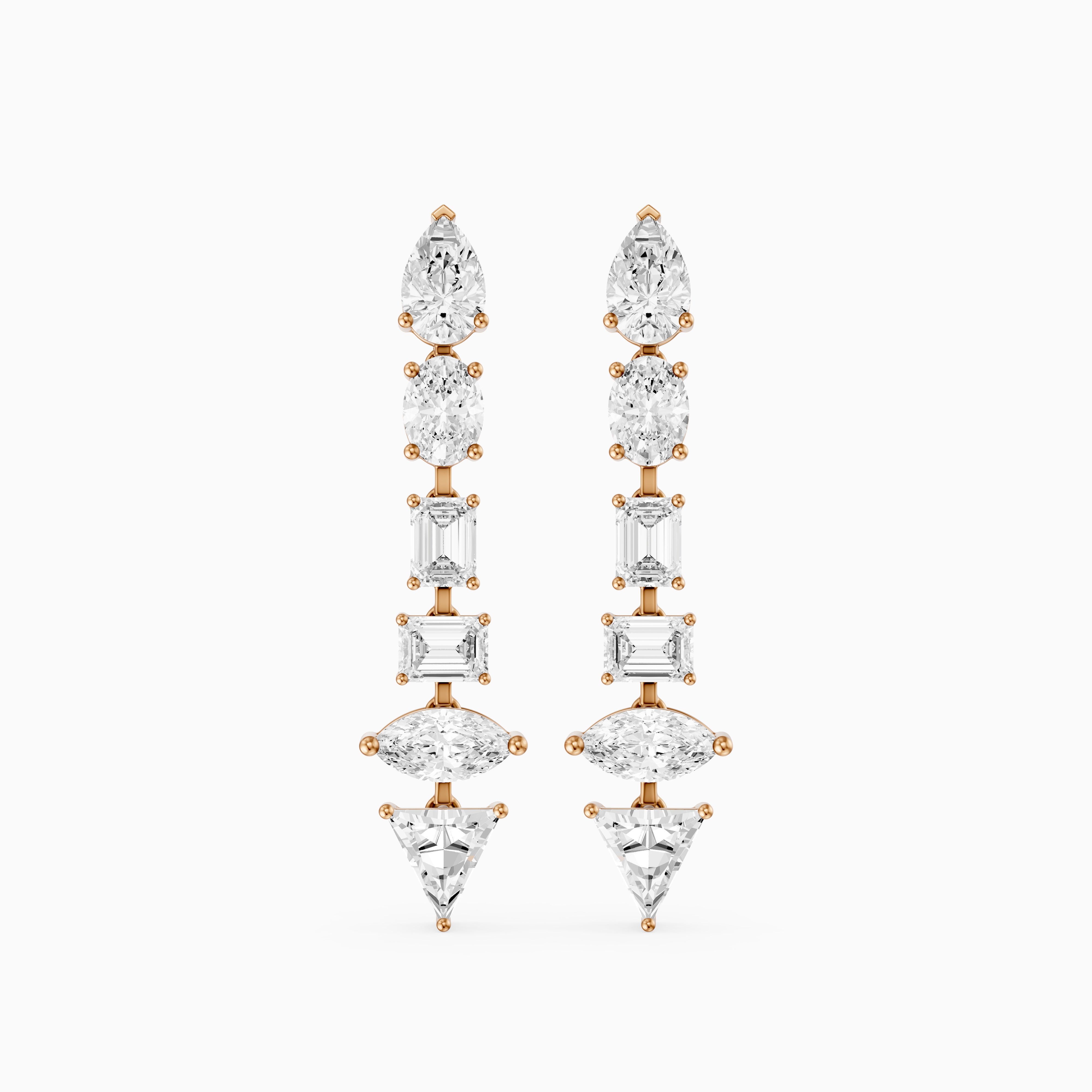 Dorian Multi Shape Lab Grown Diamond Linear Drop Earrings