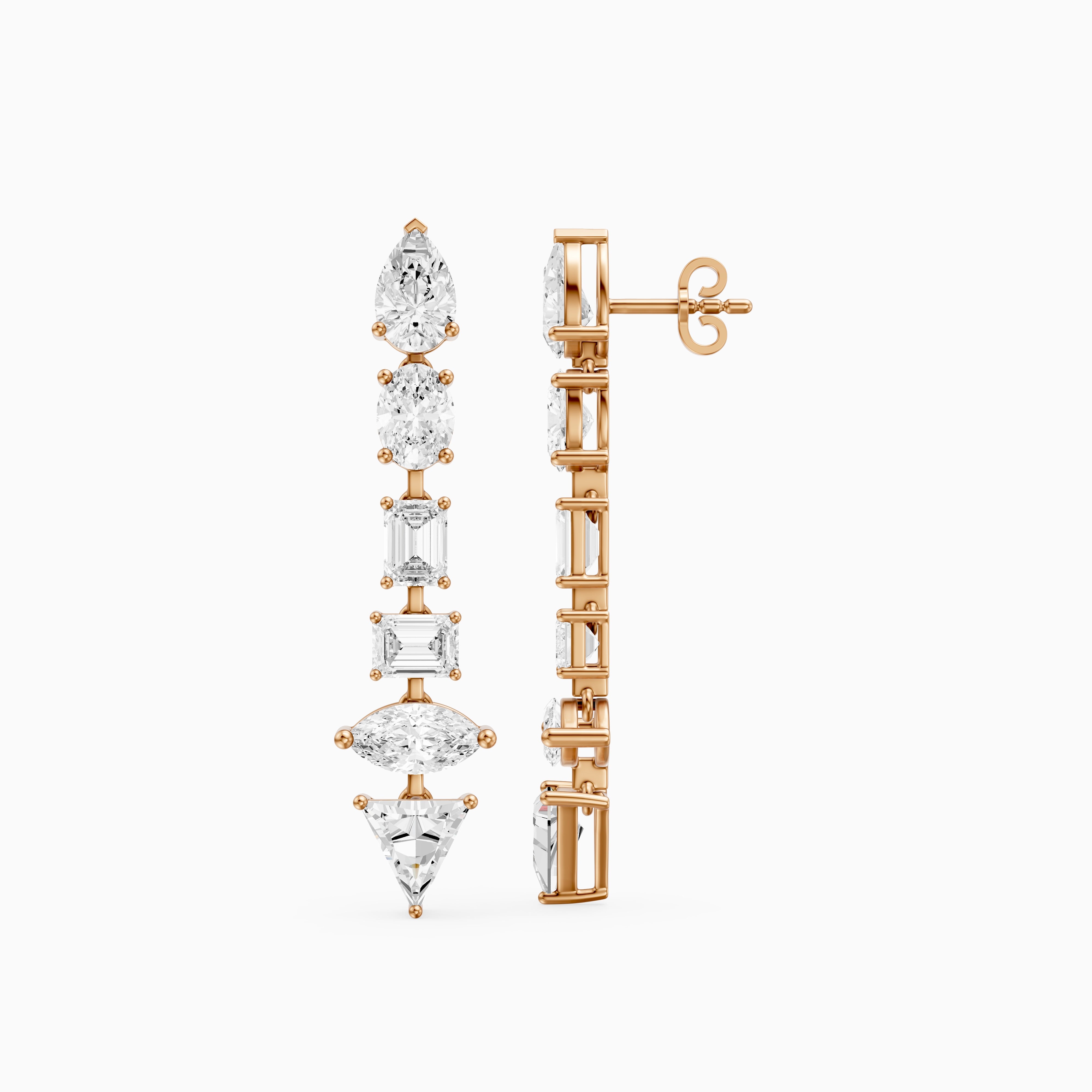 Dorian Multi Shape Lab Grown Diamond Linear Drop Earrings