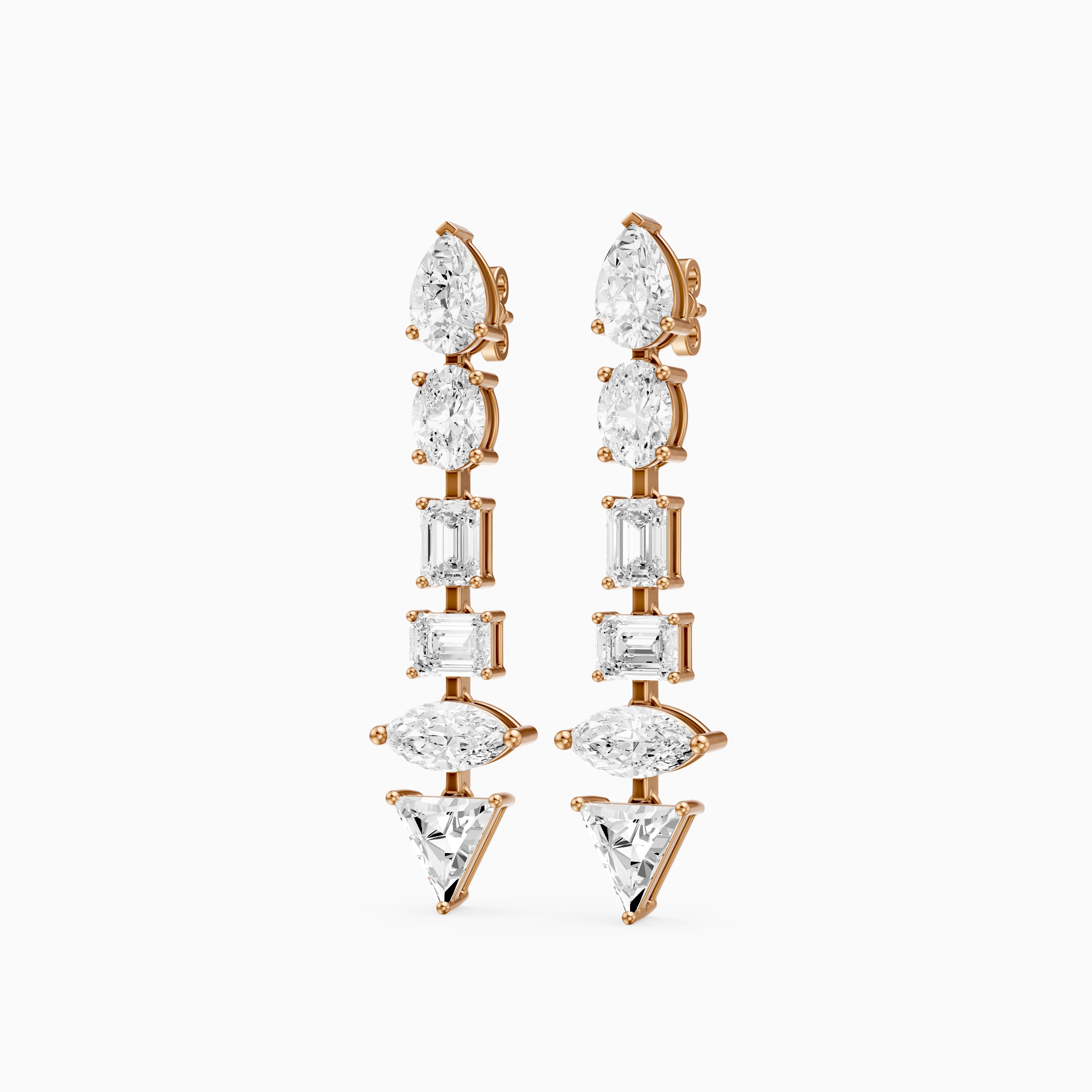 Dorian Multi Shape Lab Grown Diamond Linear Drop Earrings