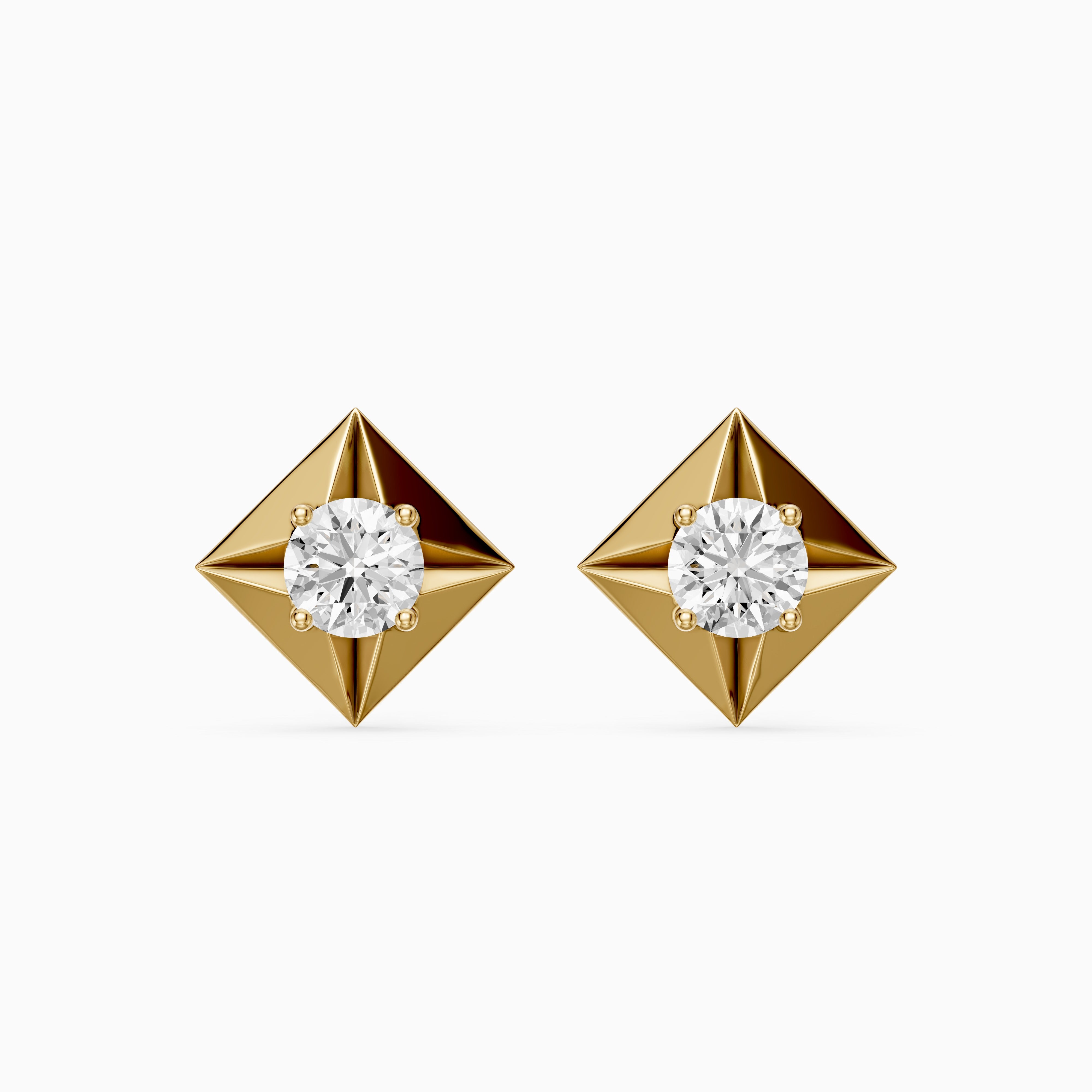 WilmaRound Cut Lab Grown Diamond Kite Bezel Stud Earrings