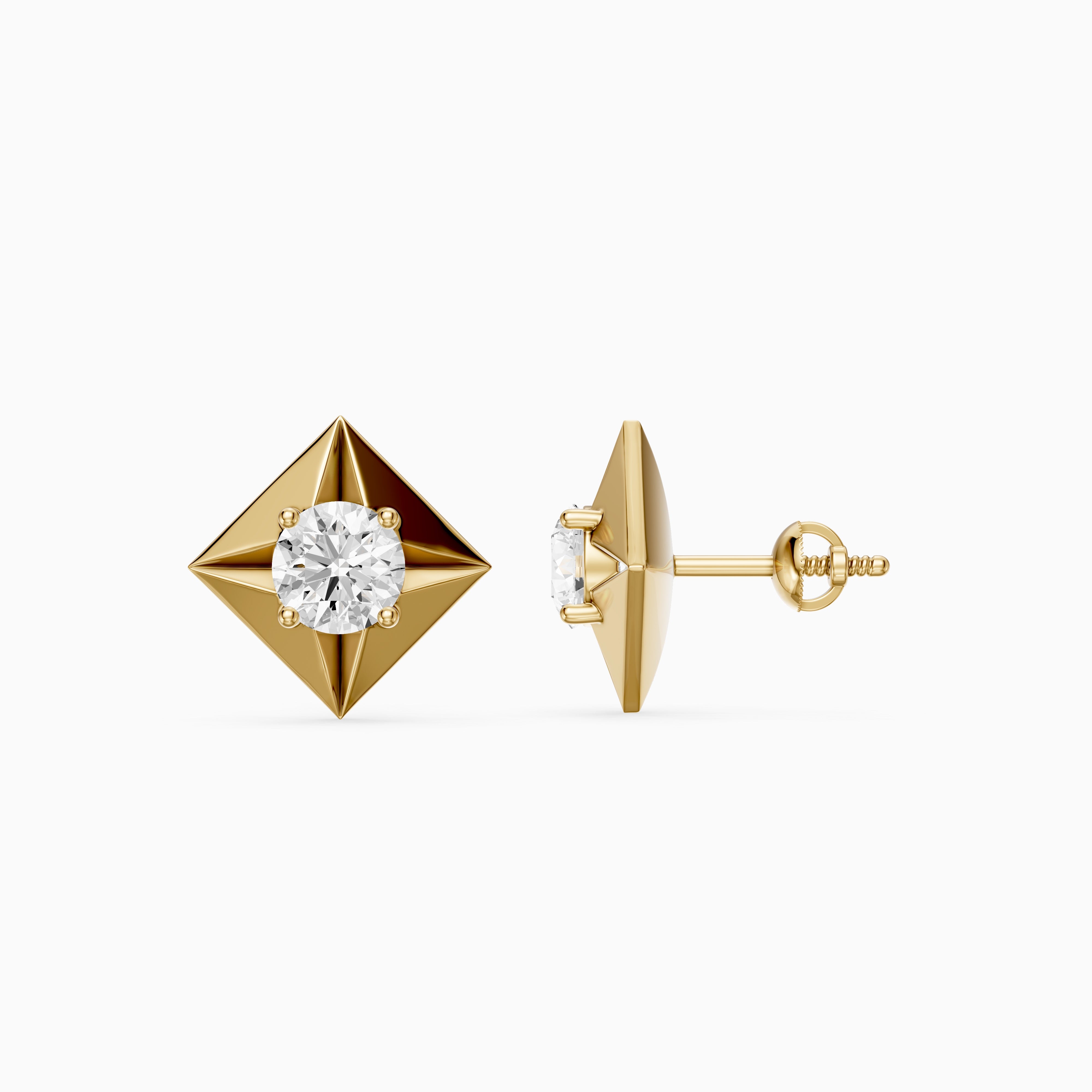 WilmaRound Cut Lab Grown Diamond Kite Bezel Stud Earrings
