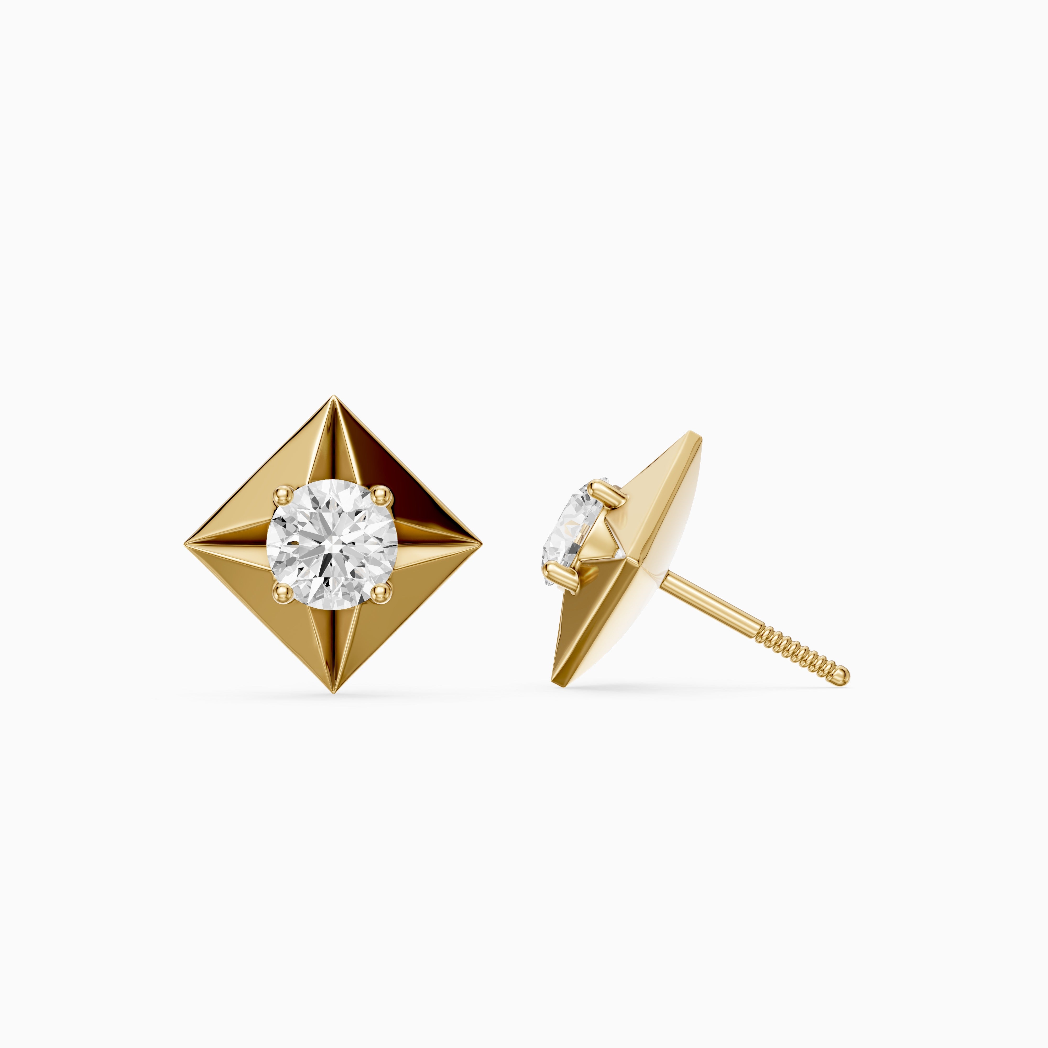 WilmaRound Cut Lab Grown Diamond Kite Bezel Stud Earrings