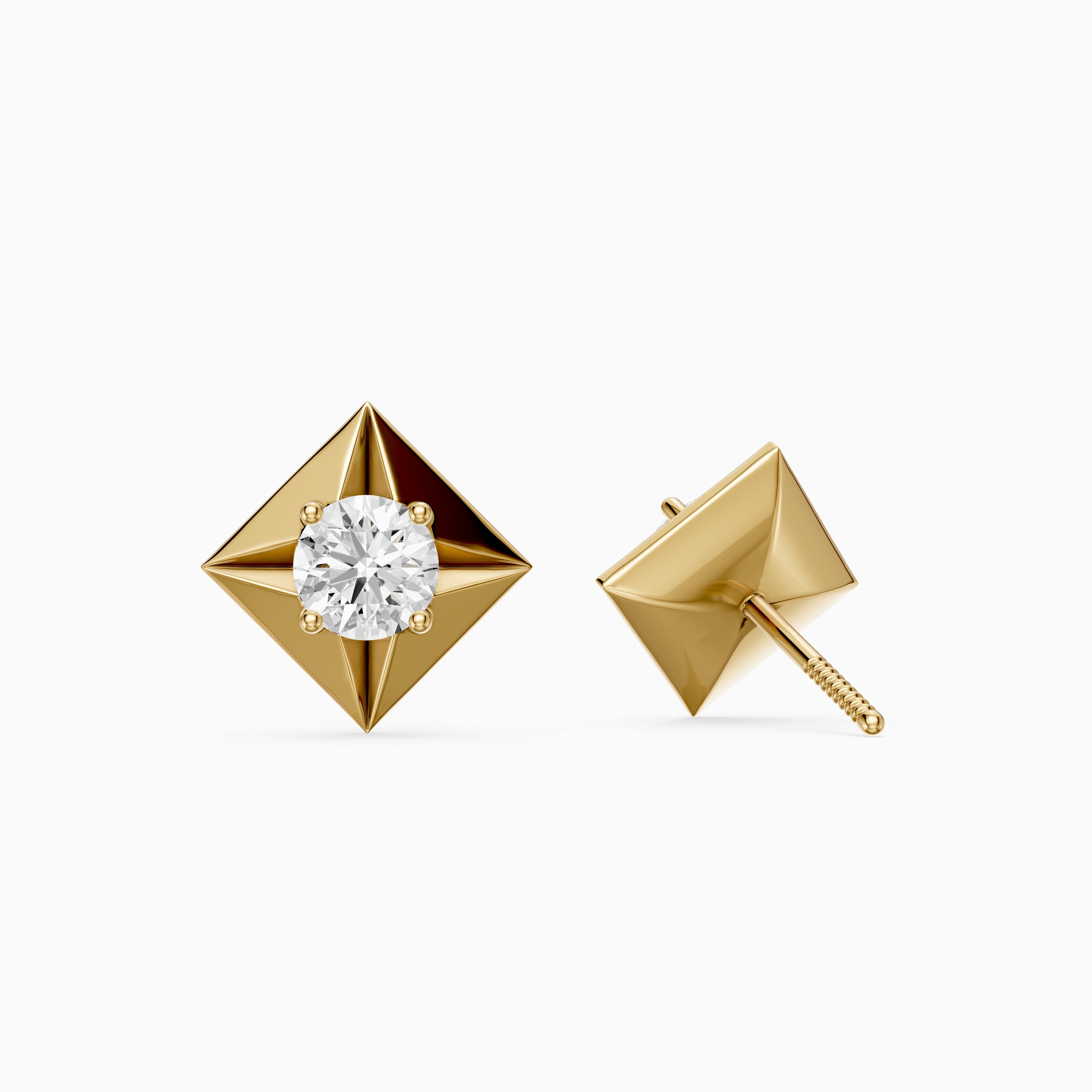 WilmaRound Cut Lab Grown Diamond Kite Bezel Stud Earrings