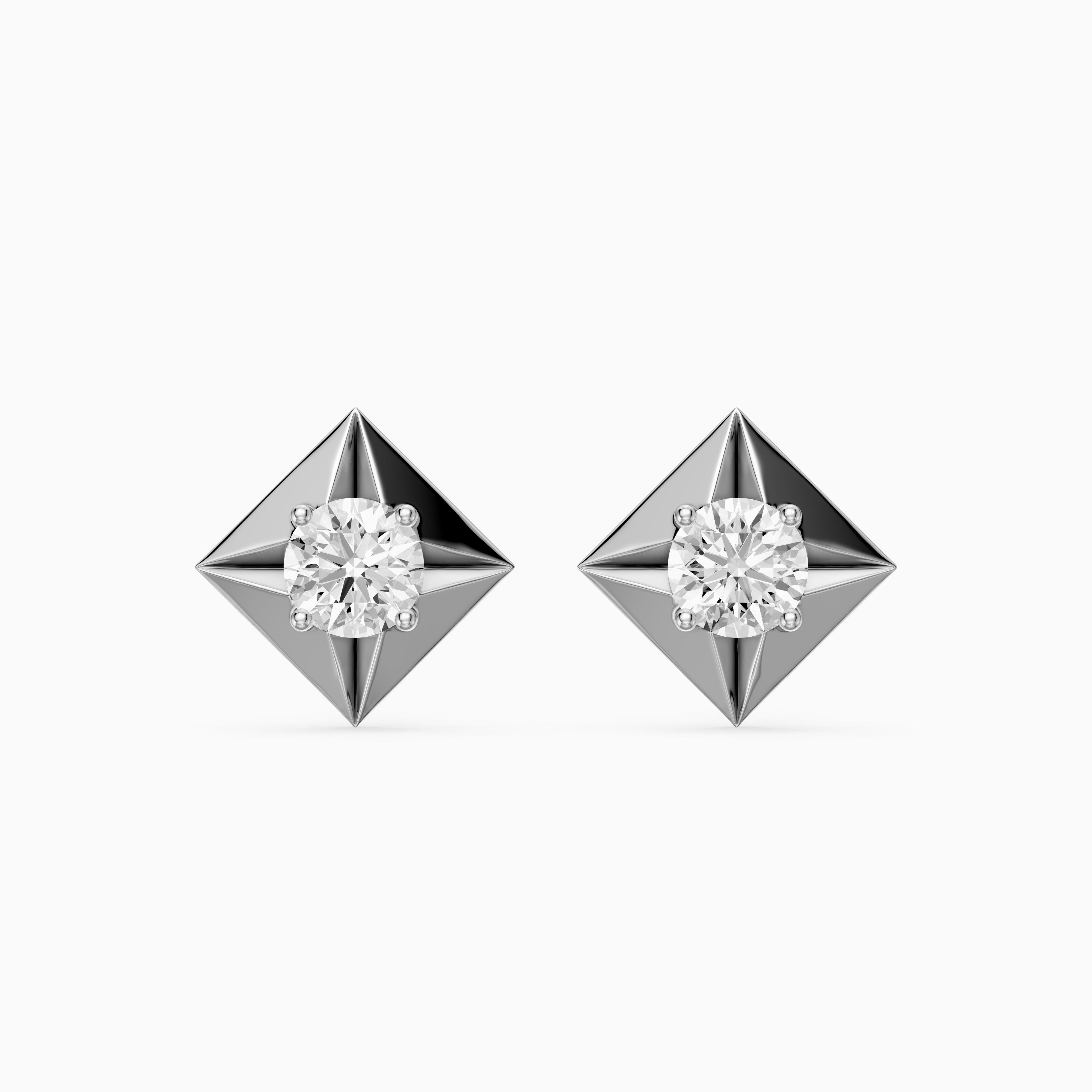 WilmaRound Cut Lab Grown Diamond Kite Bezel Stud Earrings