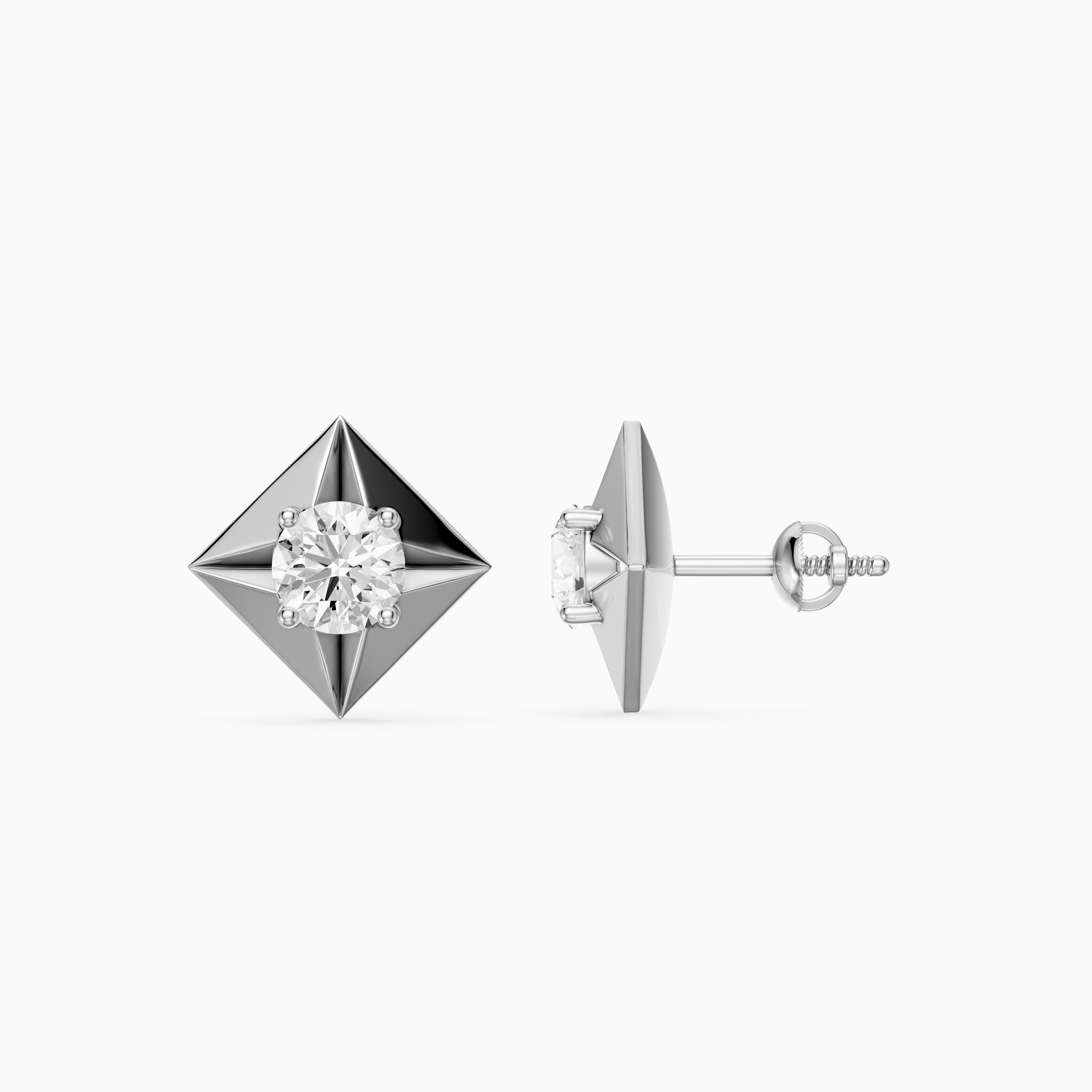 WilmaRound Cut Lab Grown Diamond Kite Bezel Stud Earrings