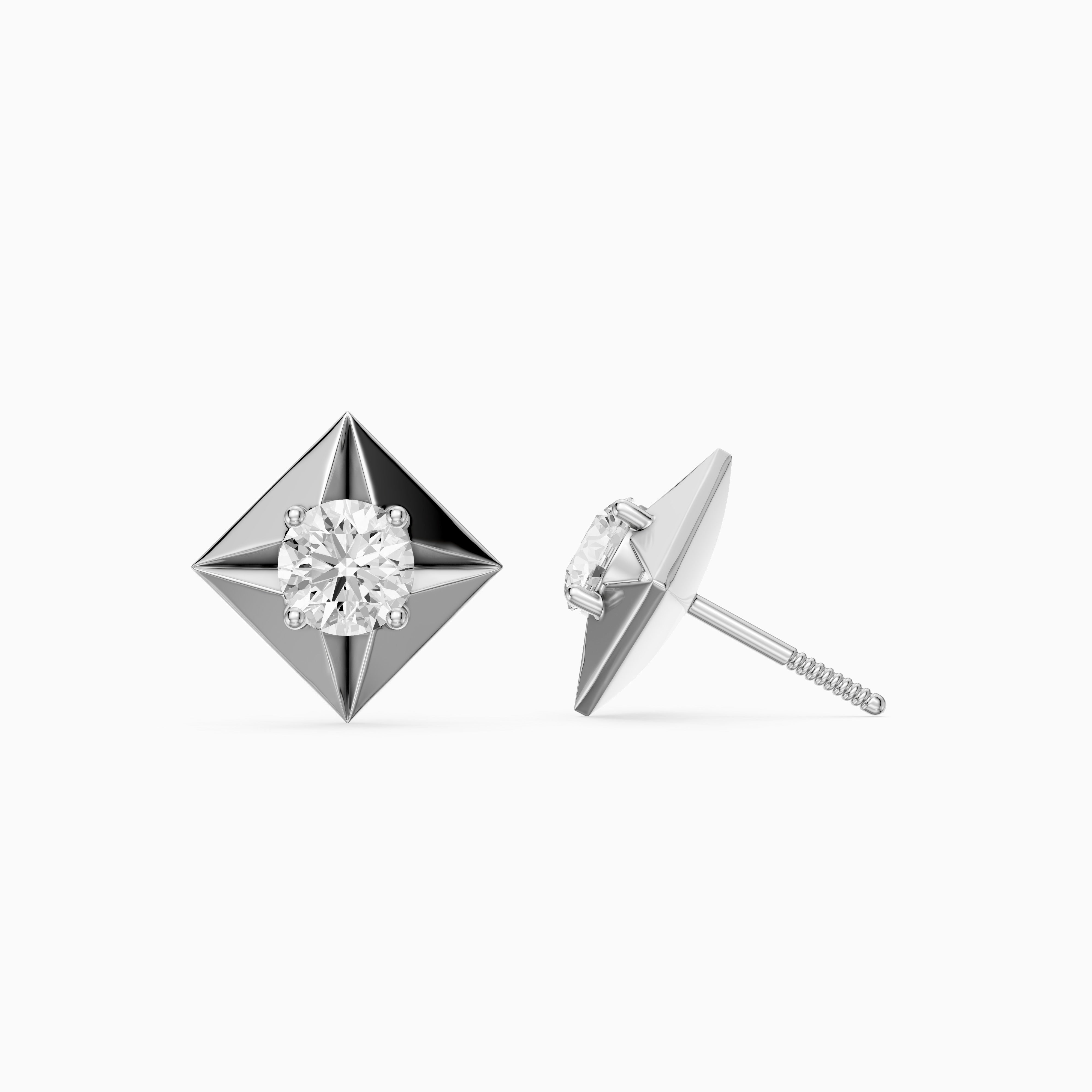 WilmaRound Cut Lab Grown Diamond Kite Bezel Stud Earrings