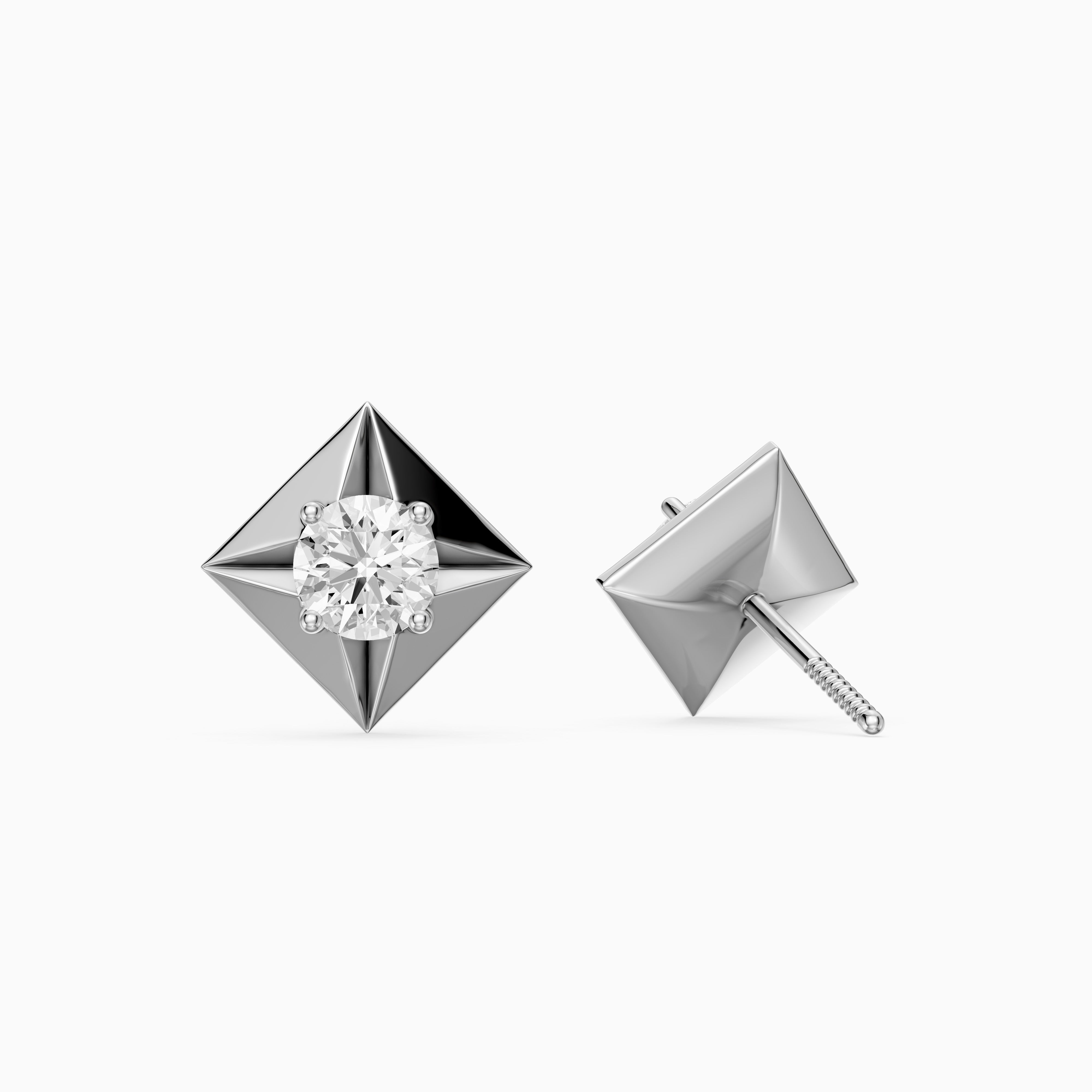 WilmaRound Cut Lab Grown Diamond Kite Bezel Stud Earrings