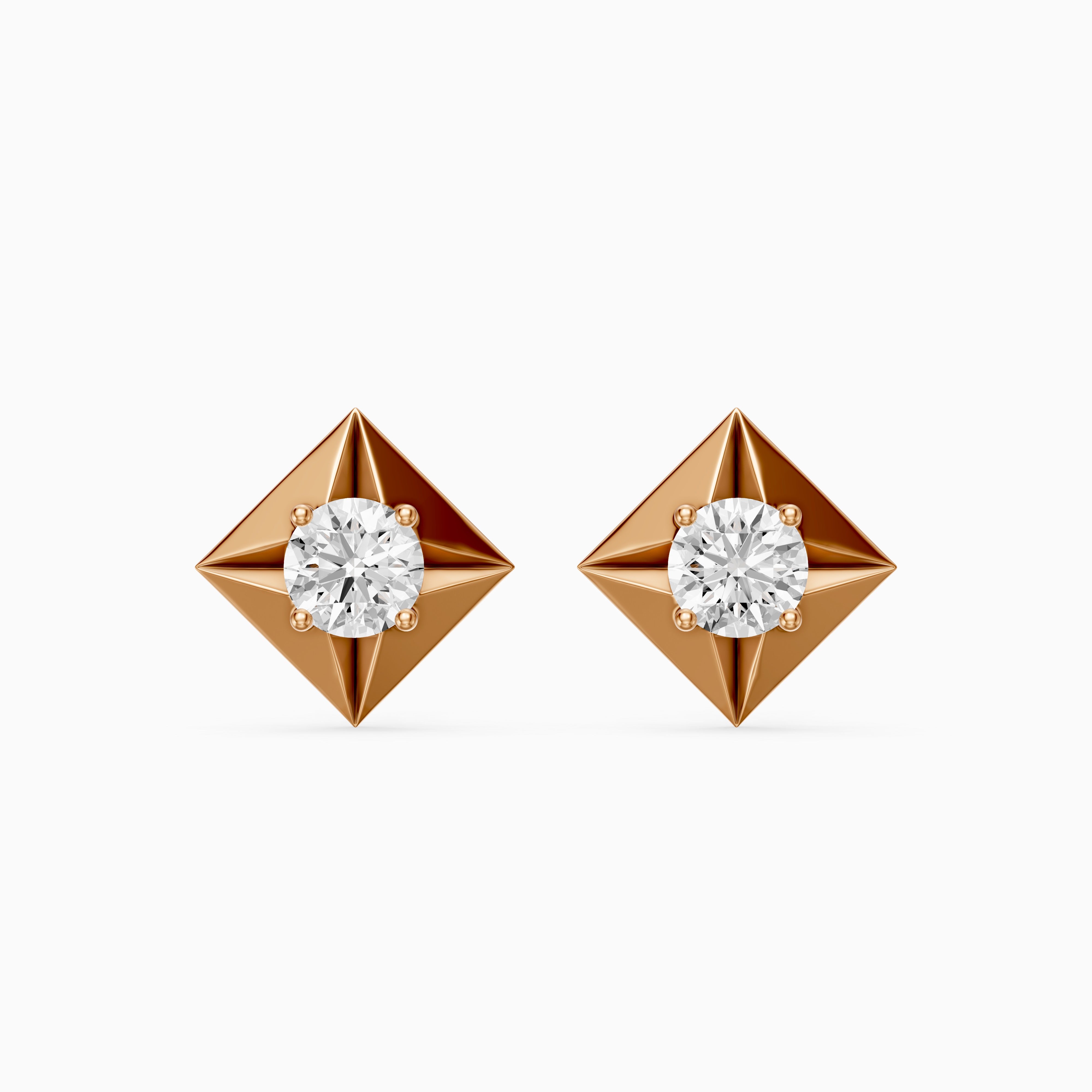 WilmaRound Cut Lab Grown Diamond Kite Bezel Stud Earrings
