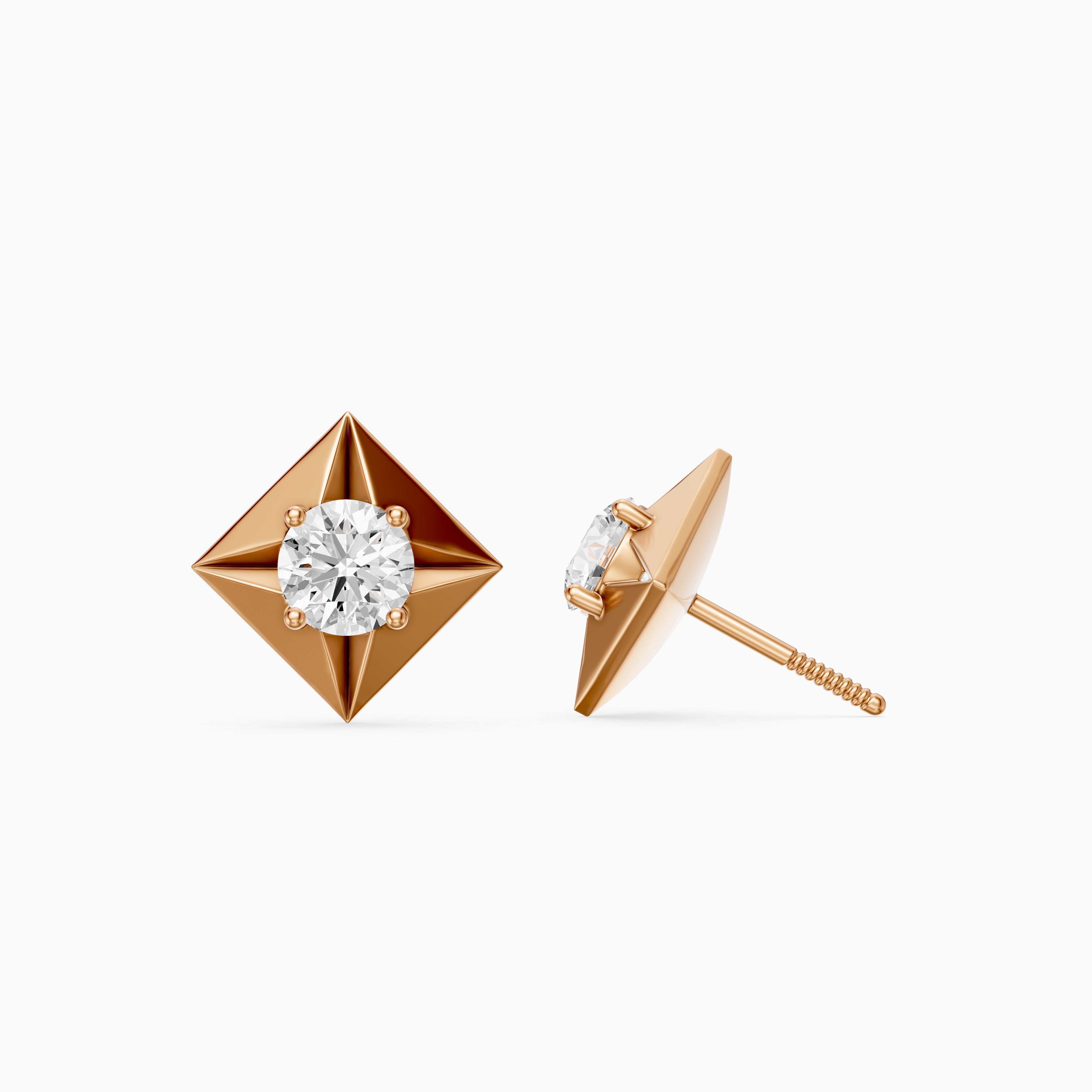 WilmaRound Cut Lab Grown Diamond Kite Bezel Stud Earrings