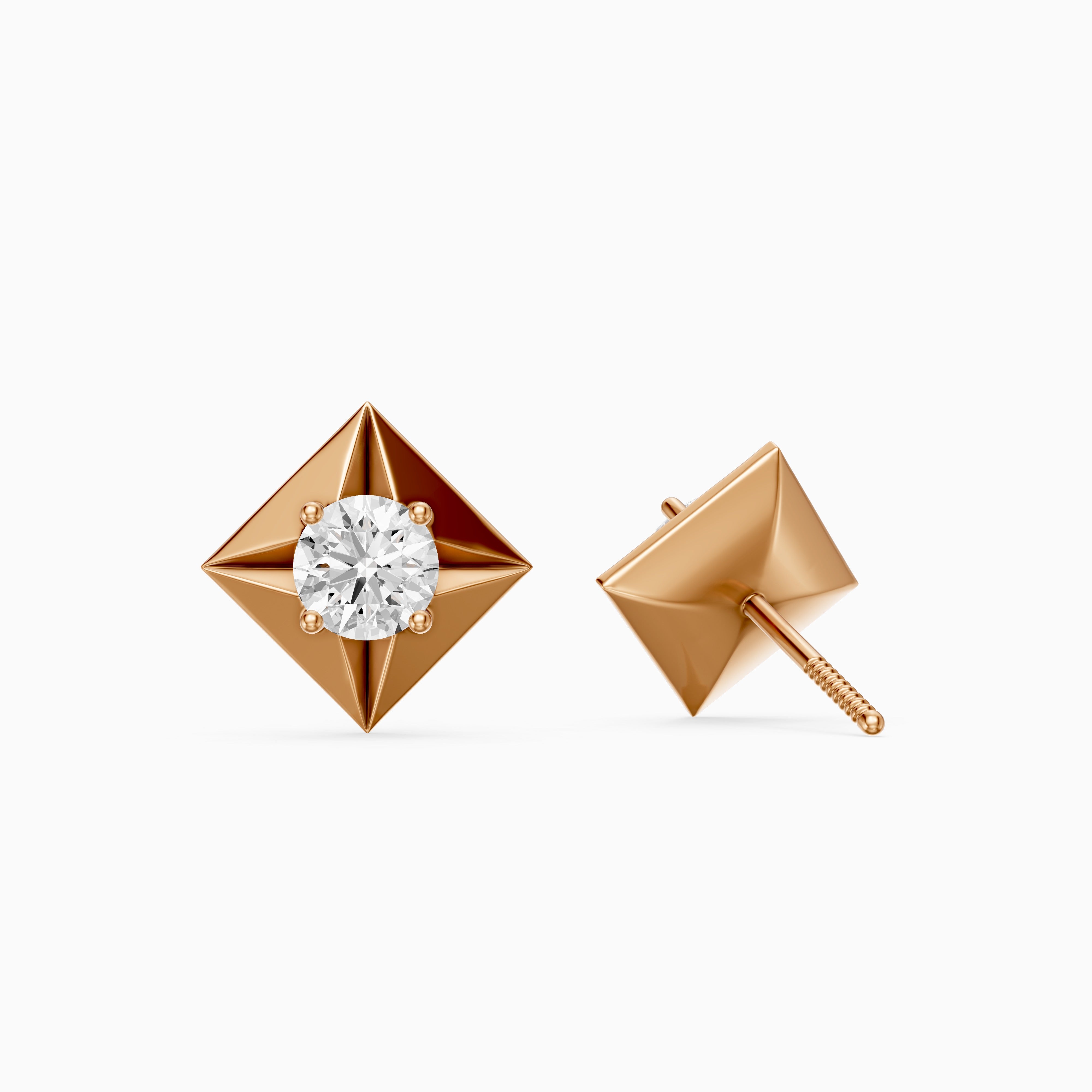 WilmaRound Cut Lab Grown Diamond Kite Bezel Stud Earrings