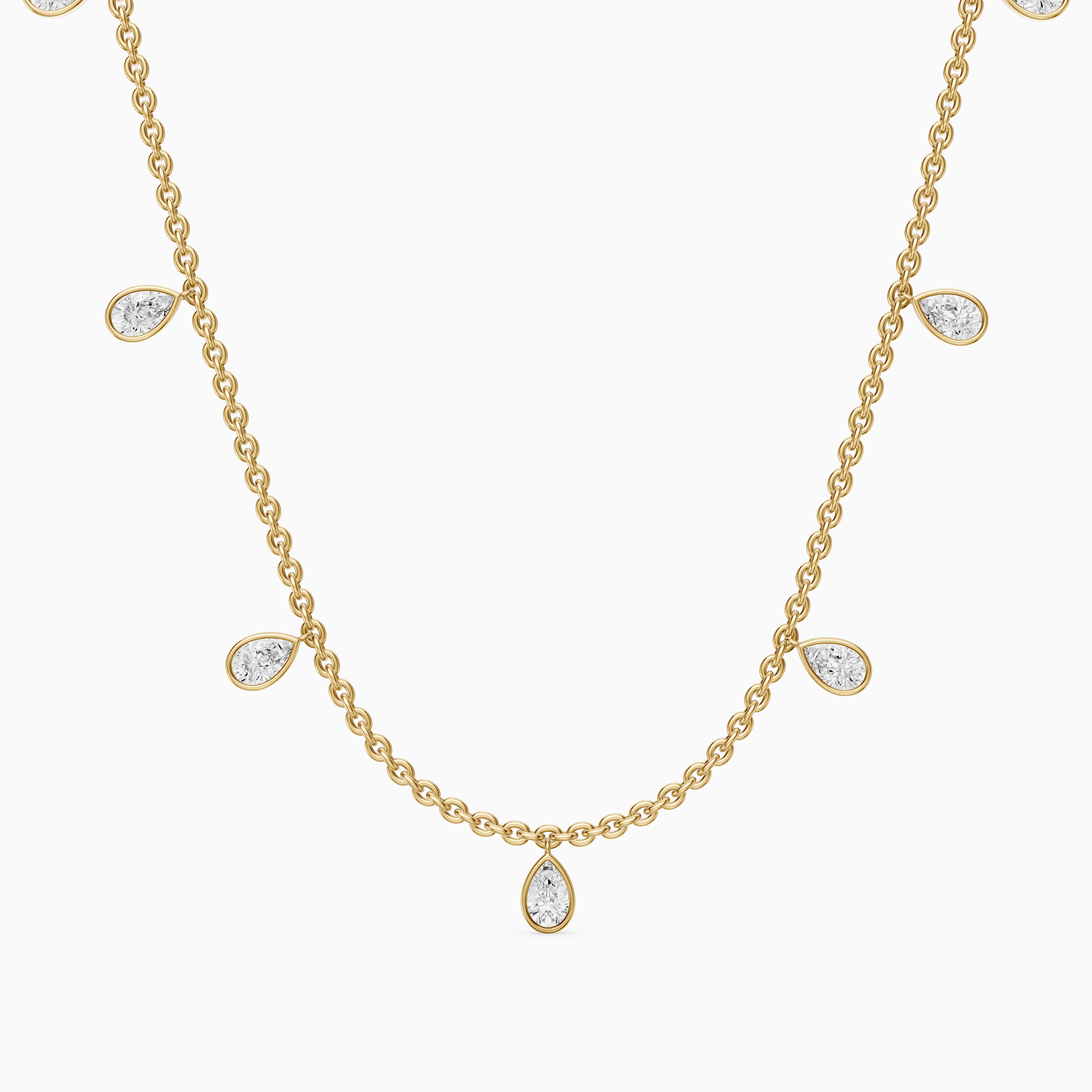 Leslie Pear Lab Grown Diamond Bezel Station Chain Necklace