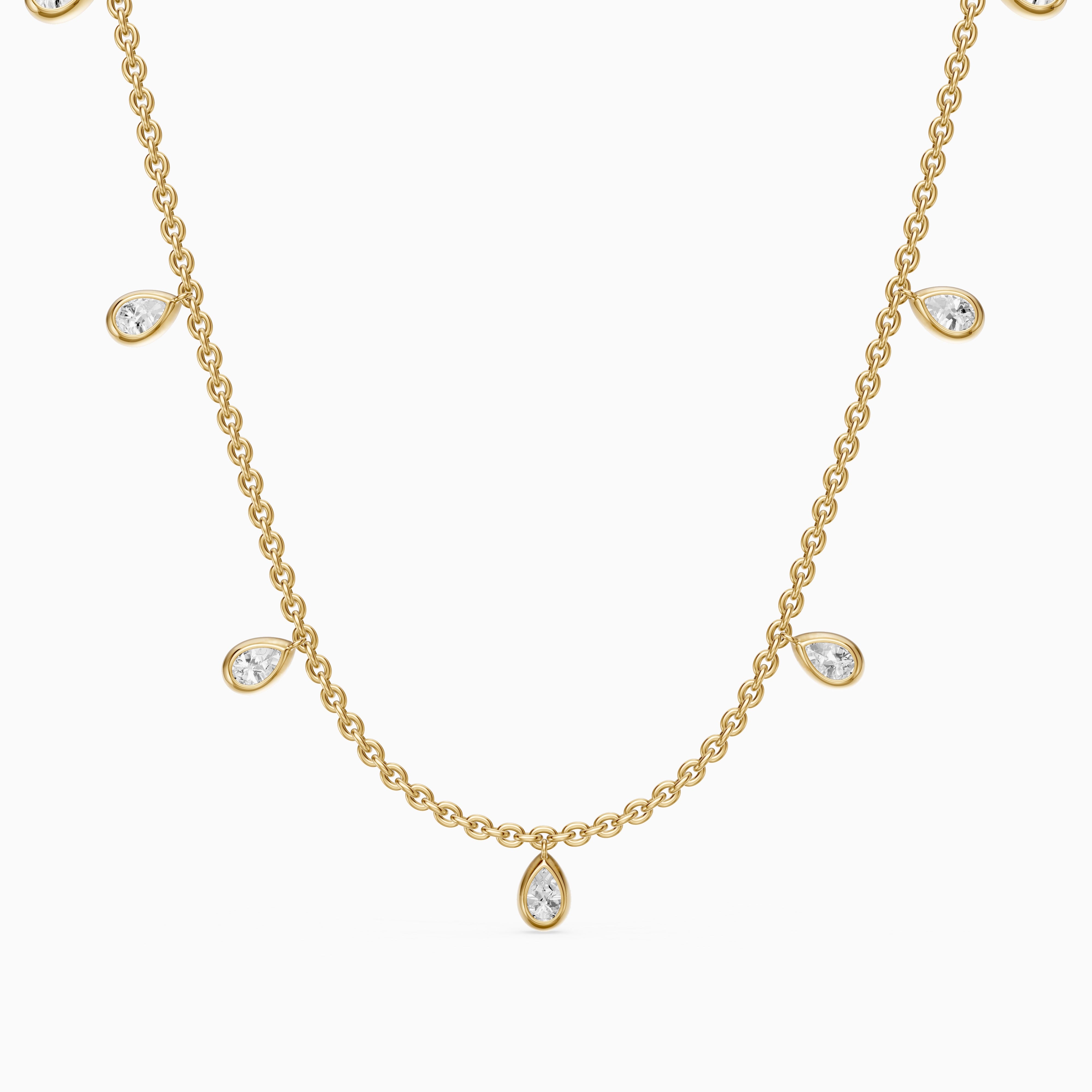 Leslie Pear Lab Grown Diamond Bezel Station Chain Necklace