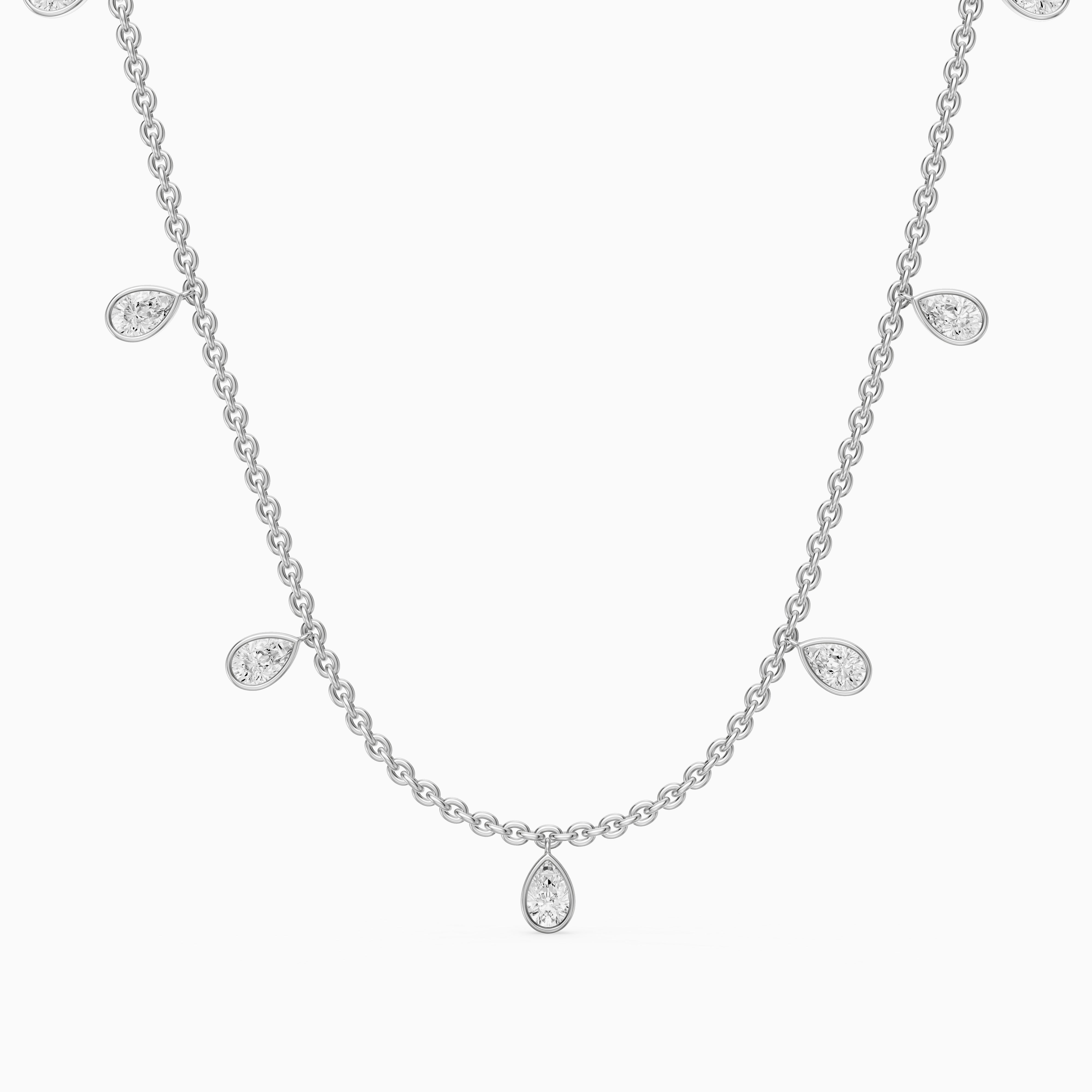 Leslie Pear Lab Grown Diamond Bezel Station Chain Necklace