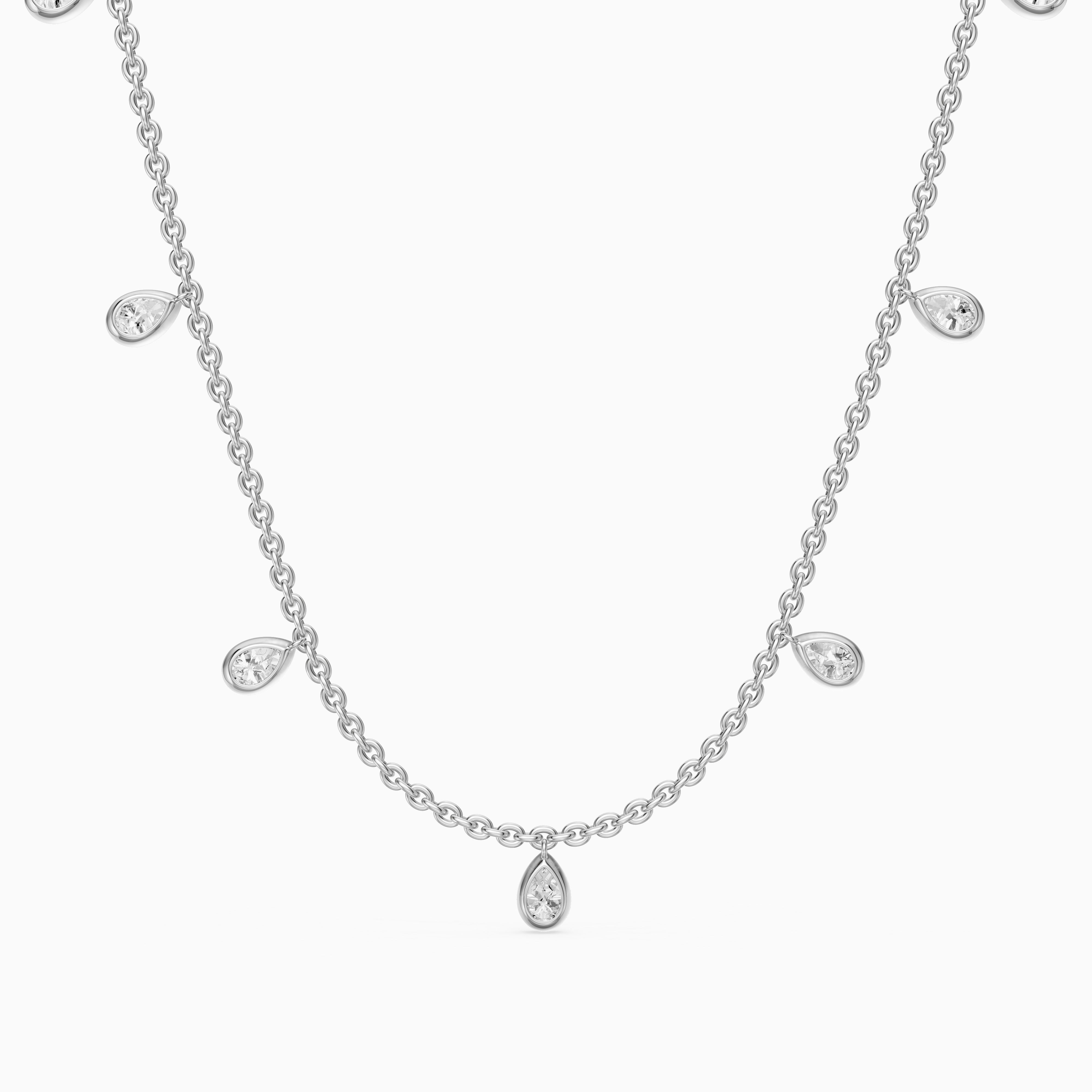 Leslie Pear Lab Grown Diamond Bezel Station Chain Necklace
