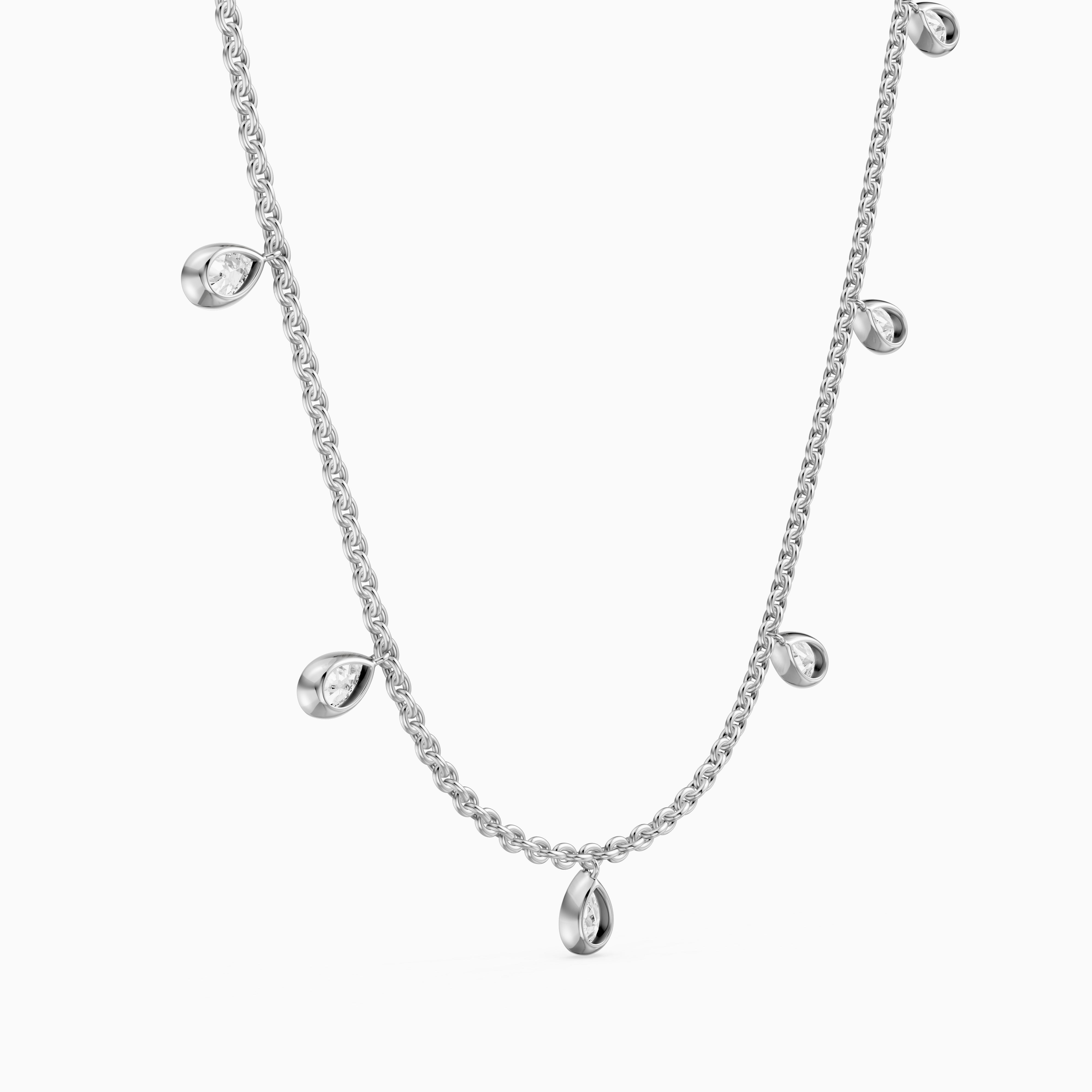 Leslie Pear Lab Grown Diamond Bezel Station Chain Necklace