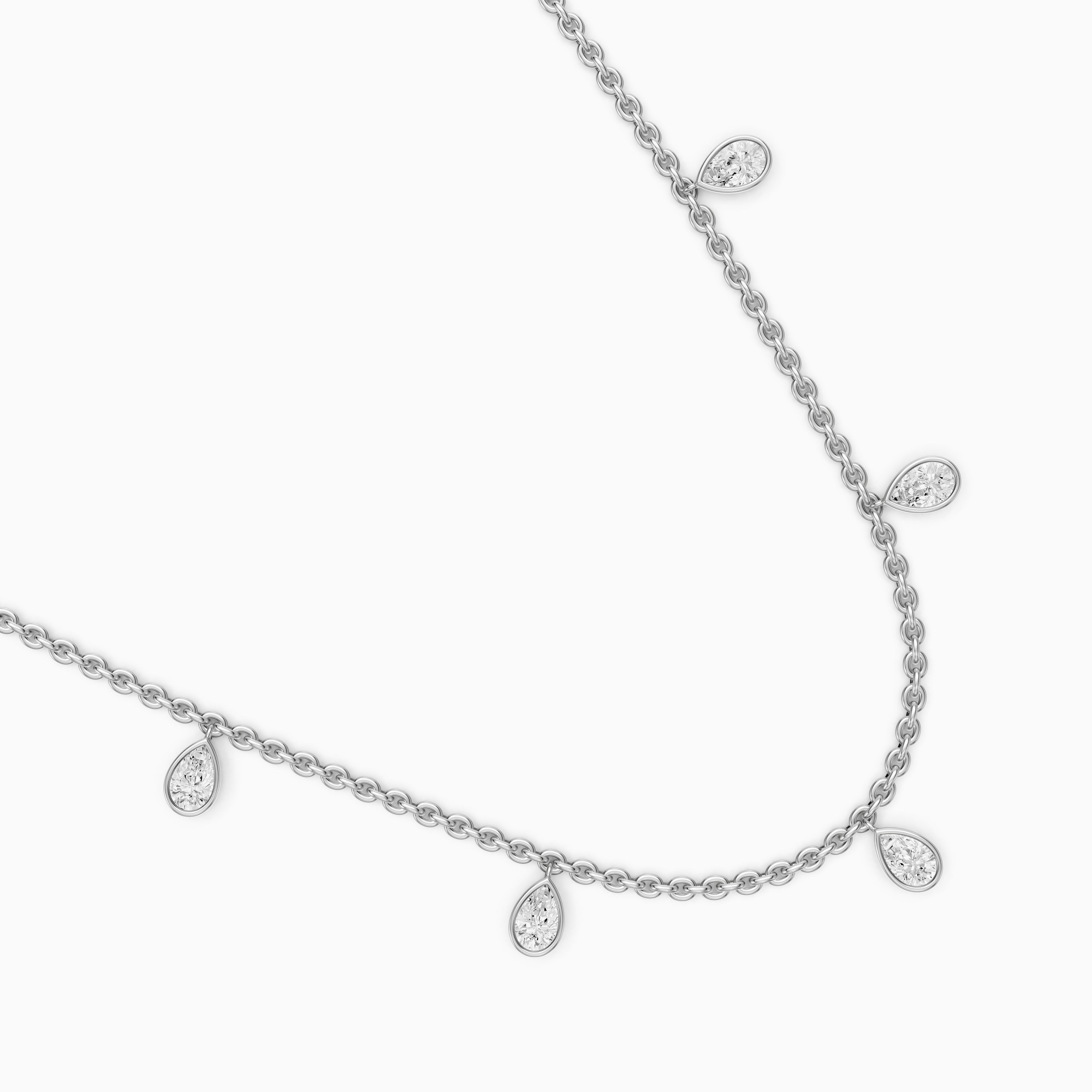 Leslie Pear Lab Grown Diamond Bezel Station Chain Necklace