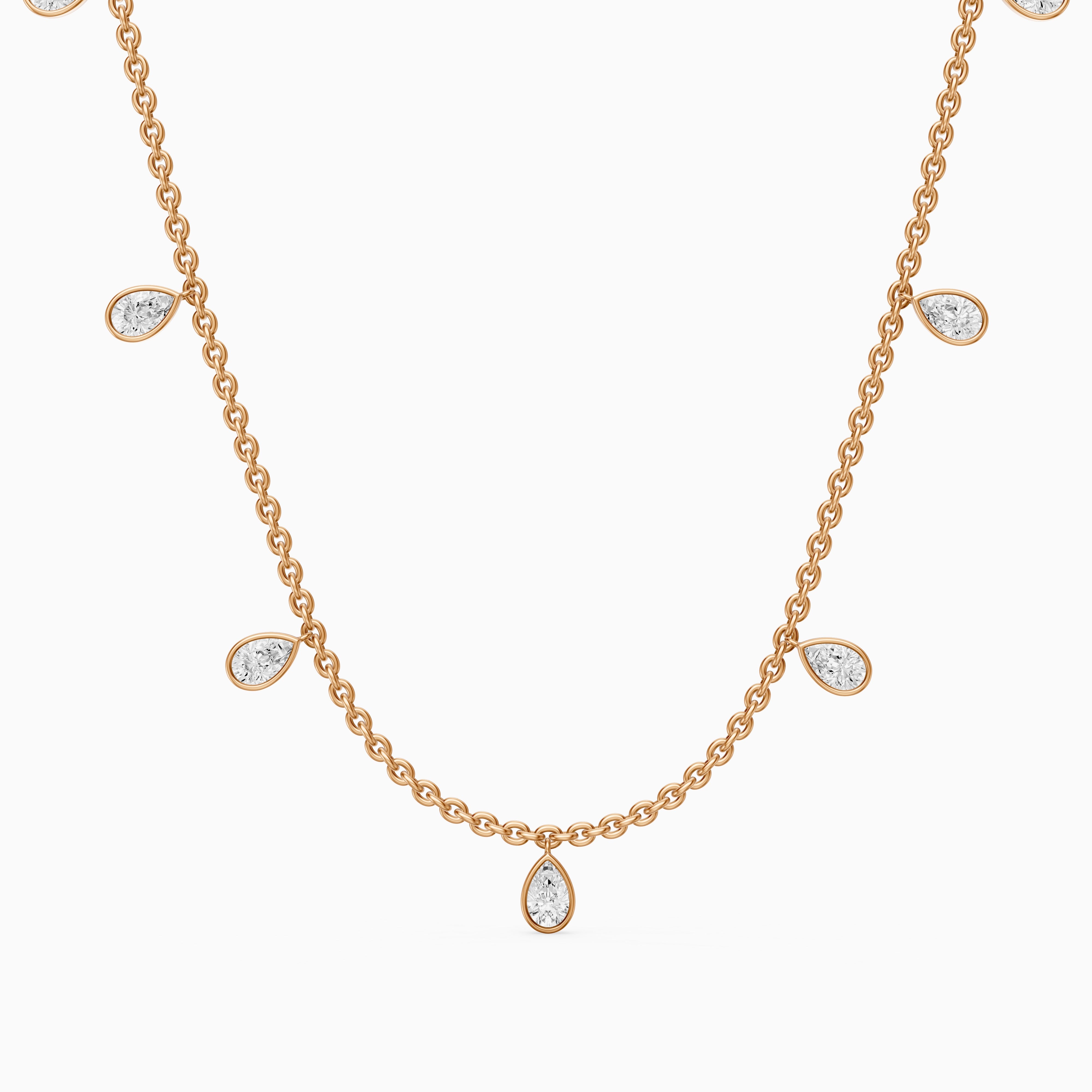 Leslie Pear Lab Grown Diamond Bezel Station Chain Necklace