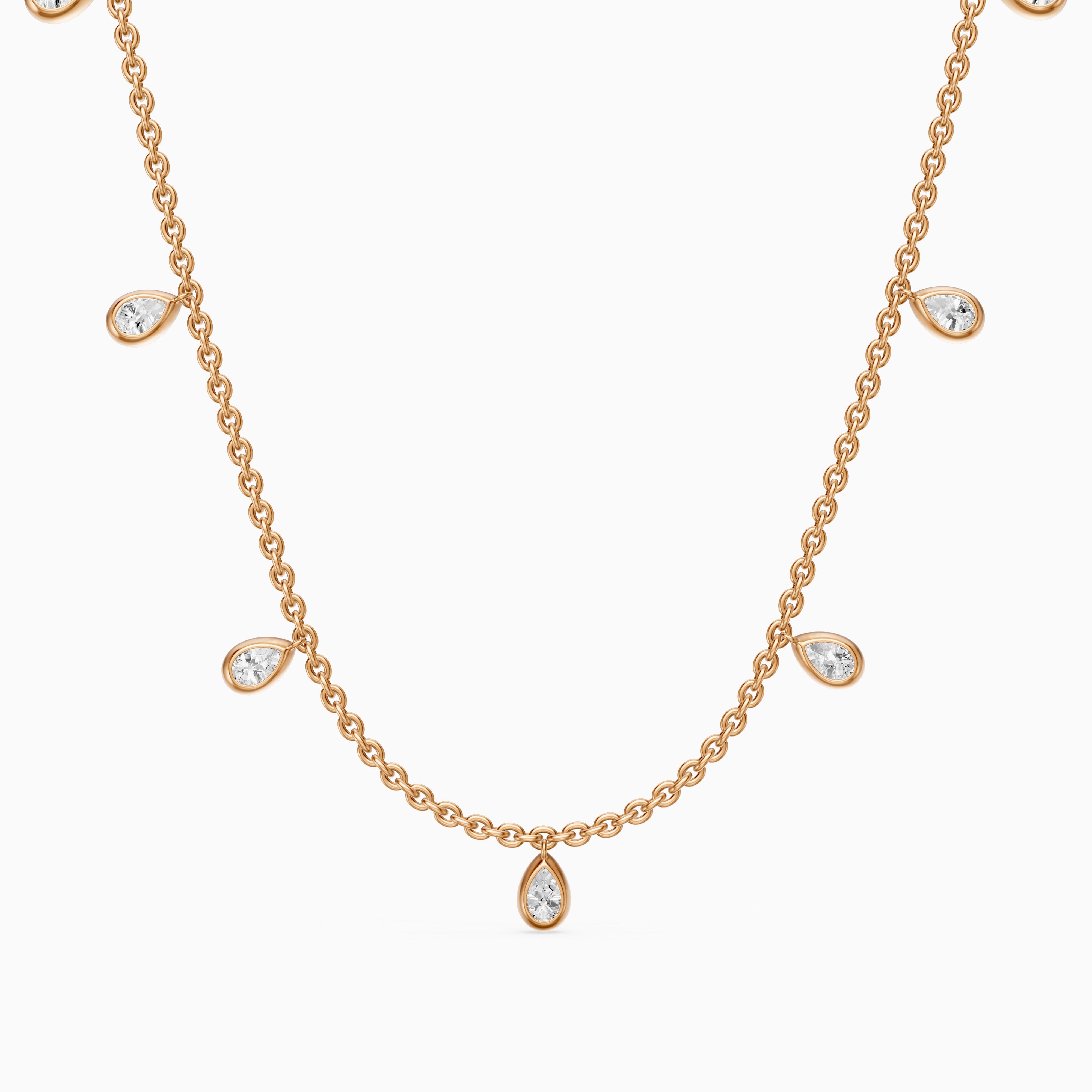 Leslie Pear Lab Grown Diamond Bezel Station Chain Necklace