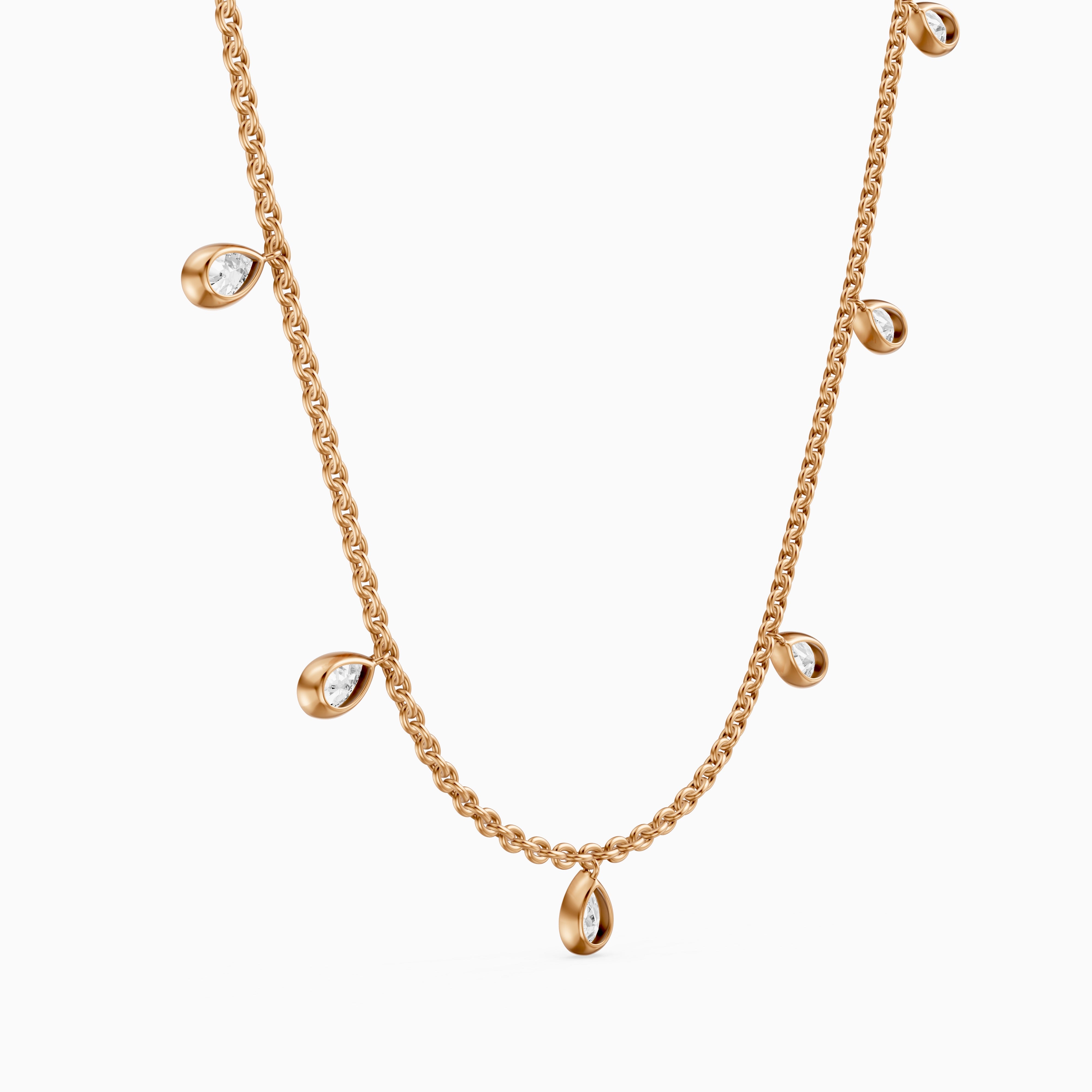 Leslie Pear Lab Grown Diamond Bezel Station Chain Necklace