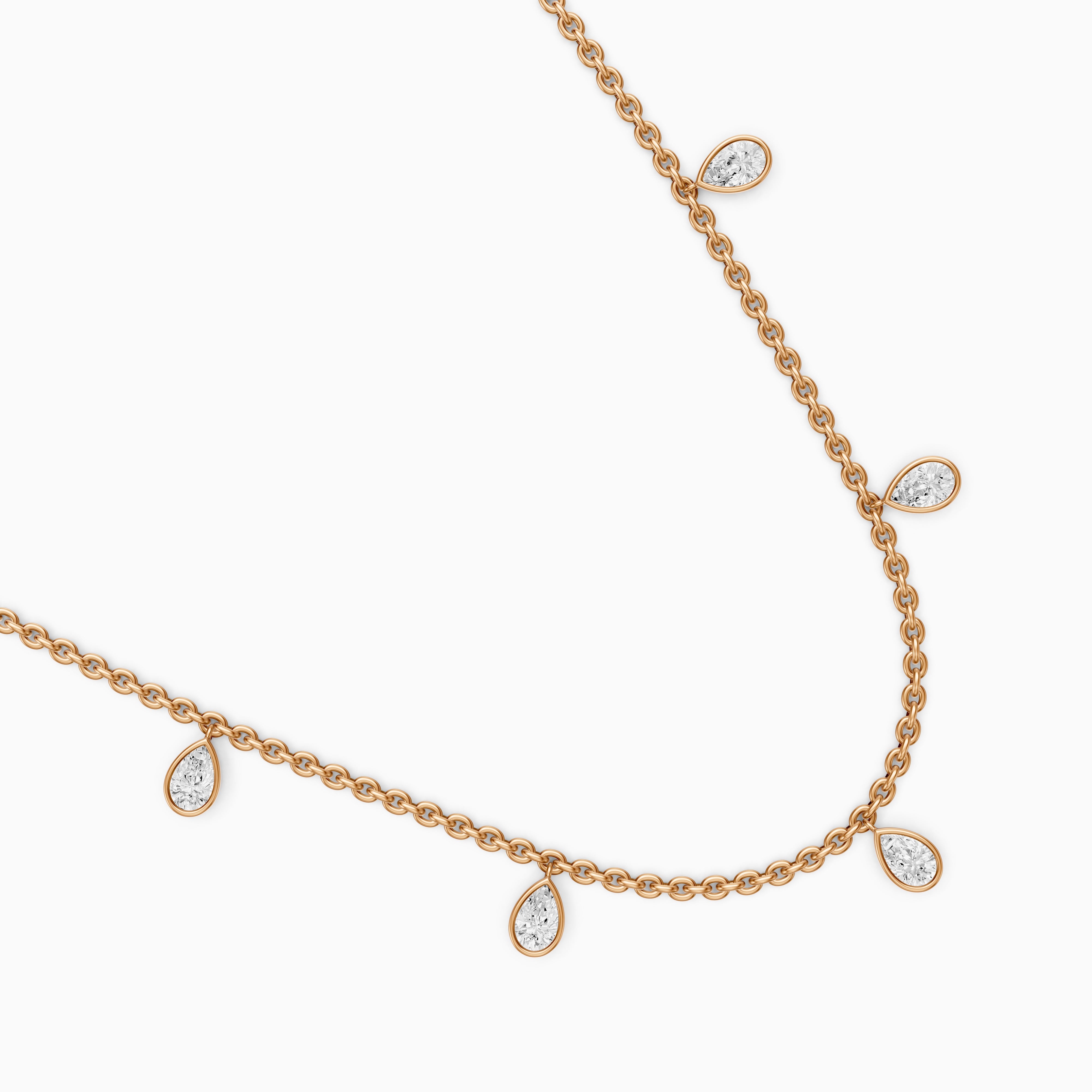 Leslie Pear Lab Grown Diamond Bezel Station Chain Necklace