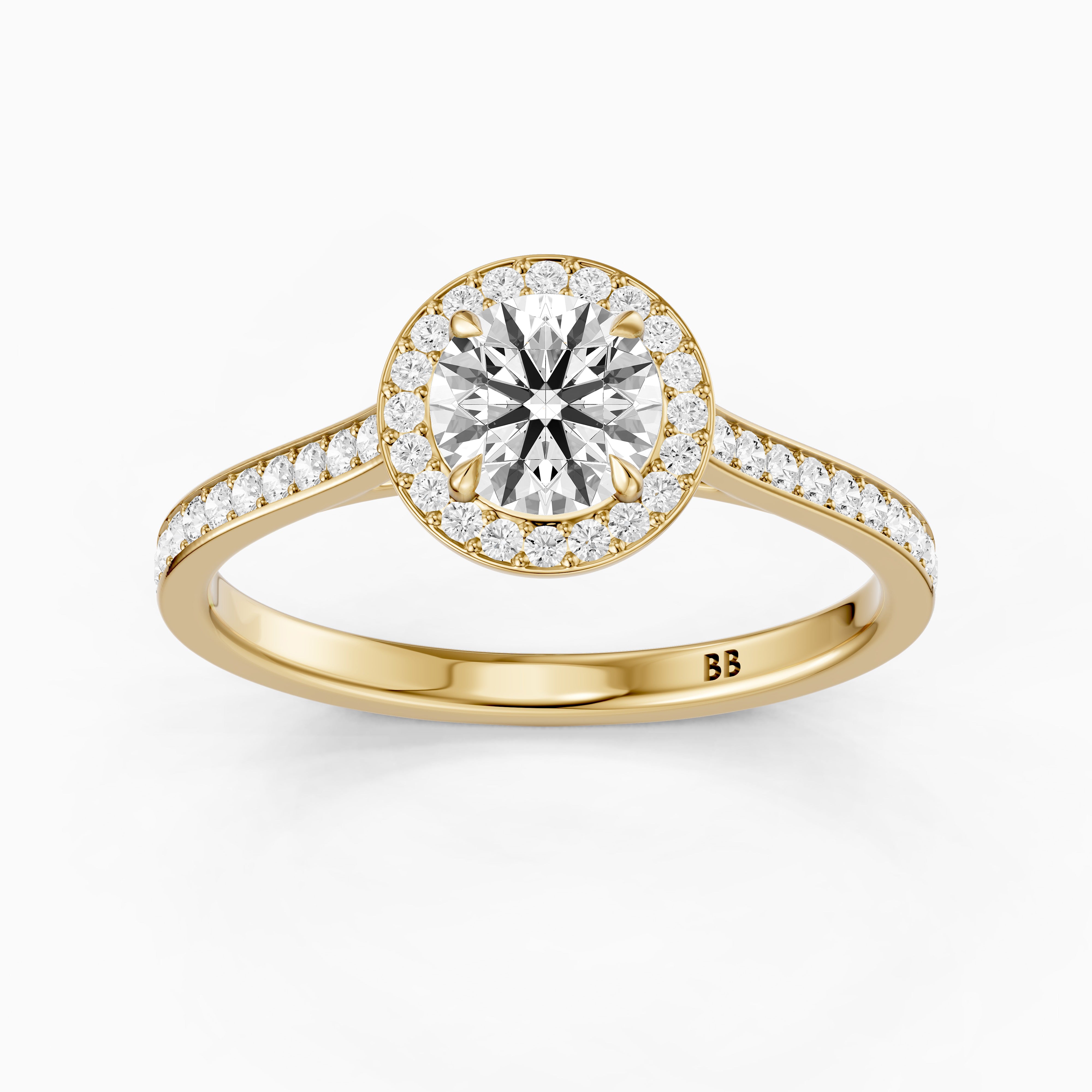 Marlie Round Cut Halo Channel Set Moissanite Diamond Ring