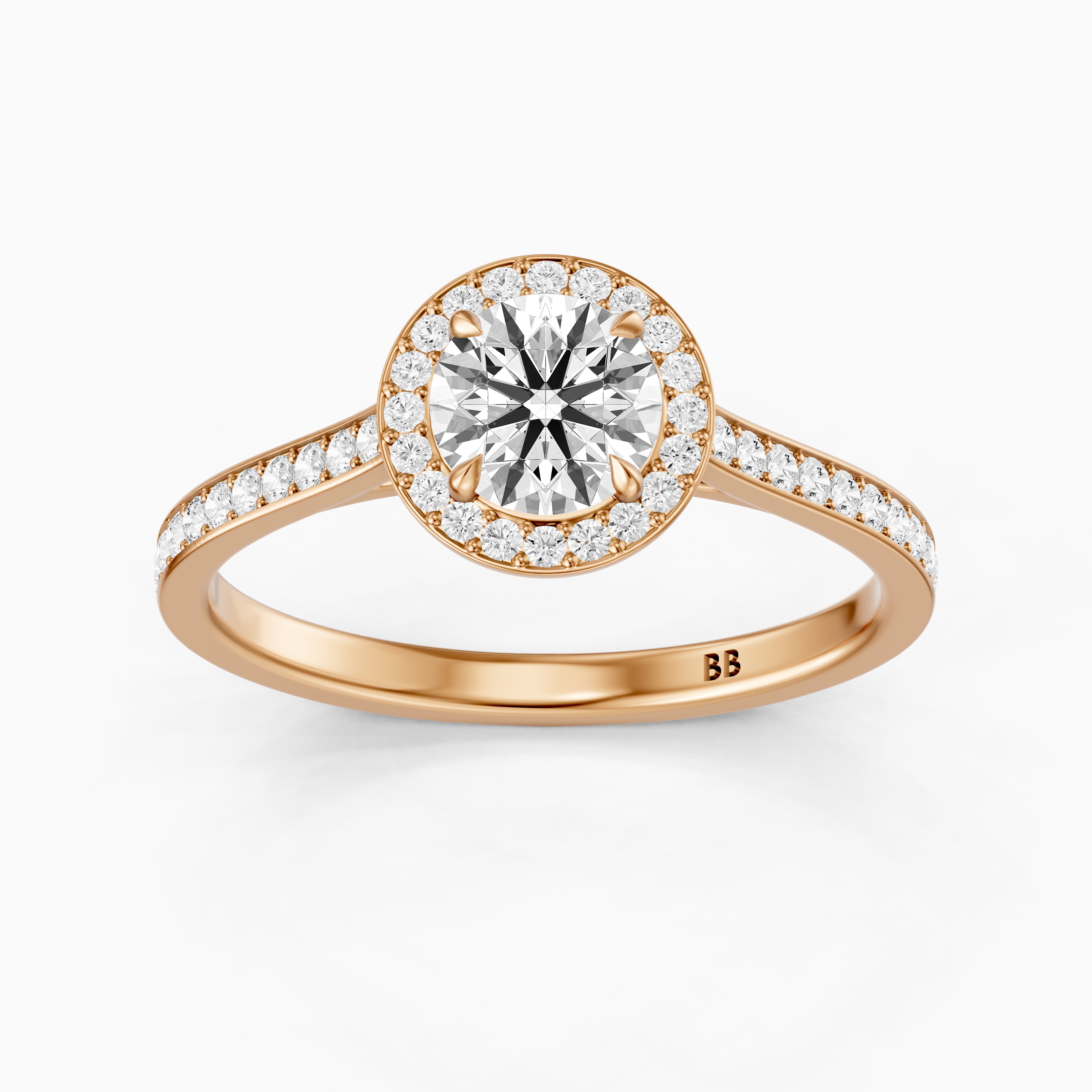 Marlie Round Cut Halo Channel Set Moissanite Diamond Ring