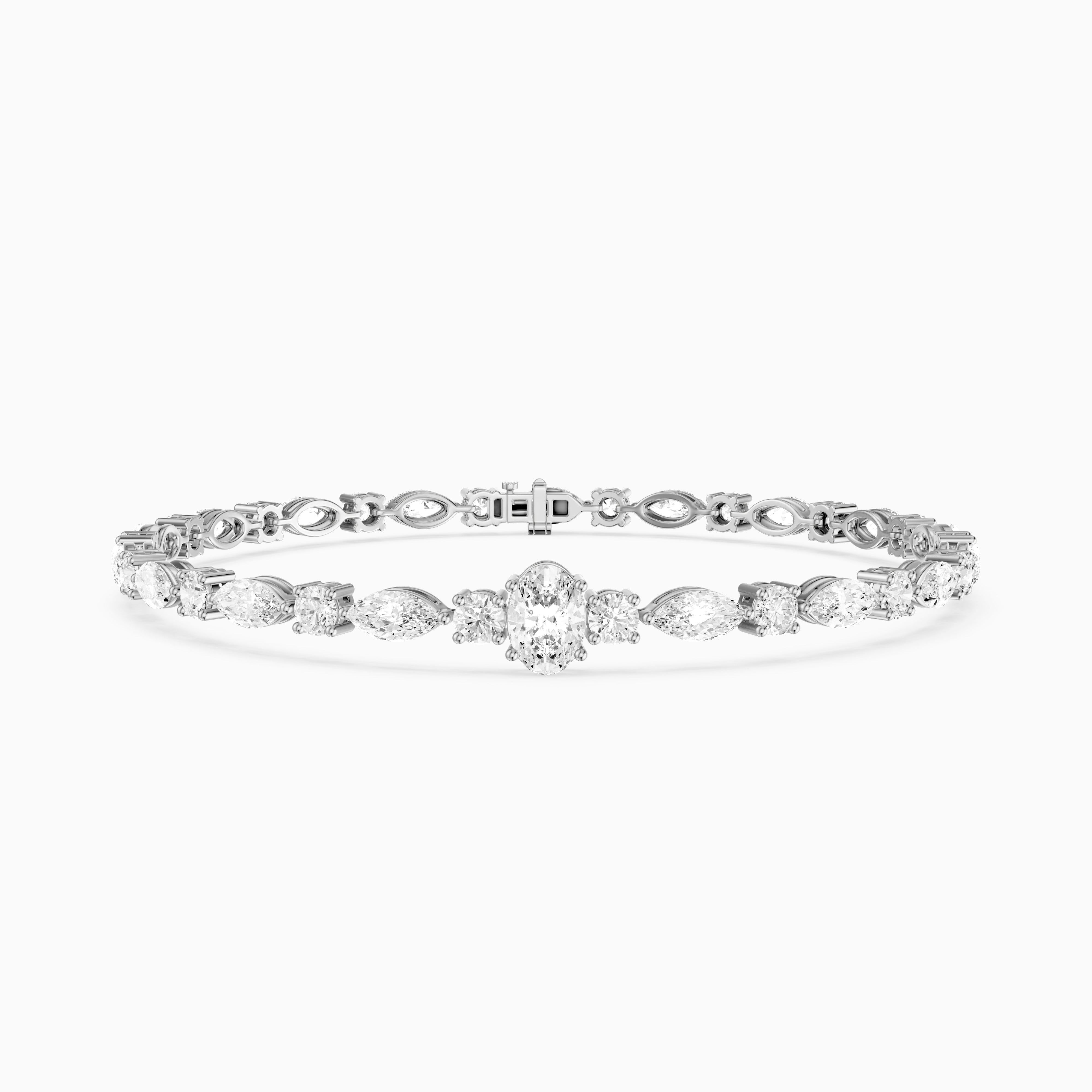 Elina Oval, Round and Marquise Lab Grown Diamond Tennis Bracelet