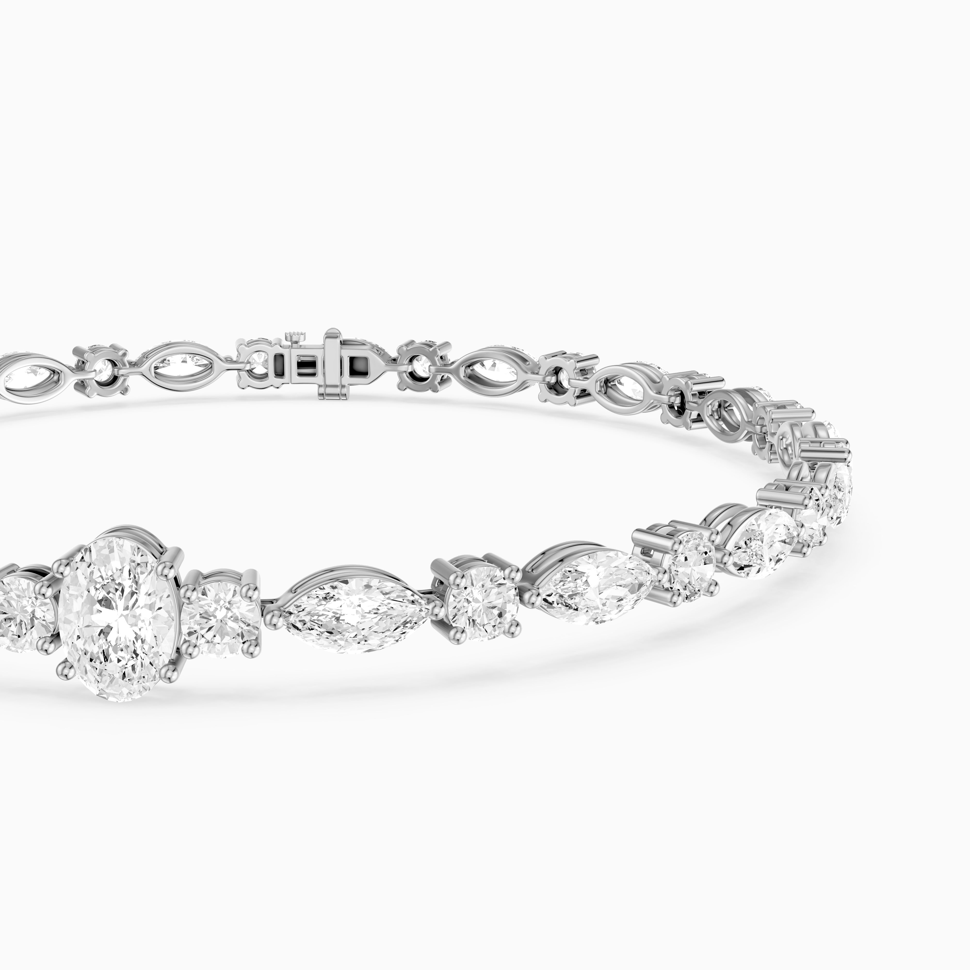 Elina Oval, Round and Marquise Lab Grown Diamond Tennis Bracelet