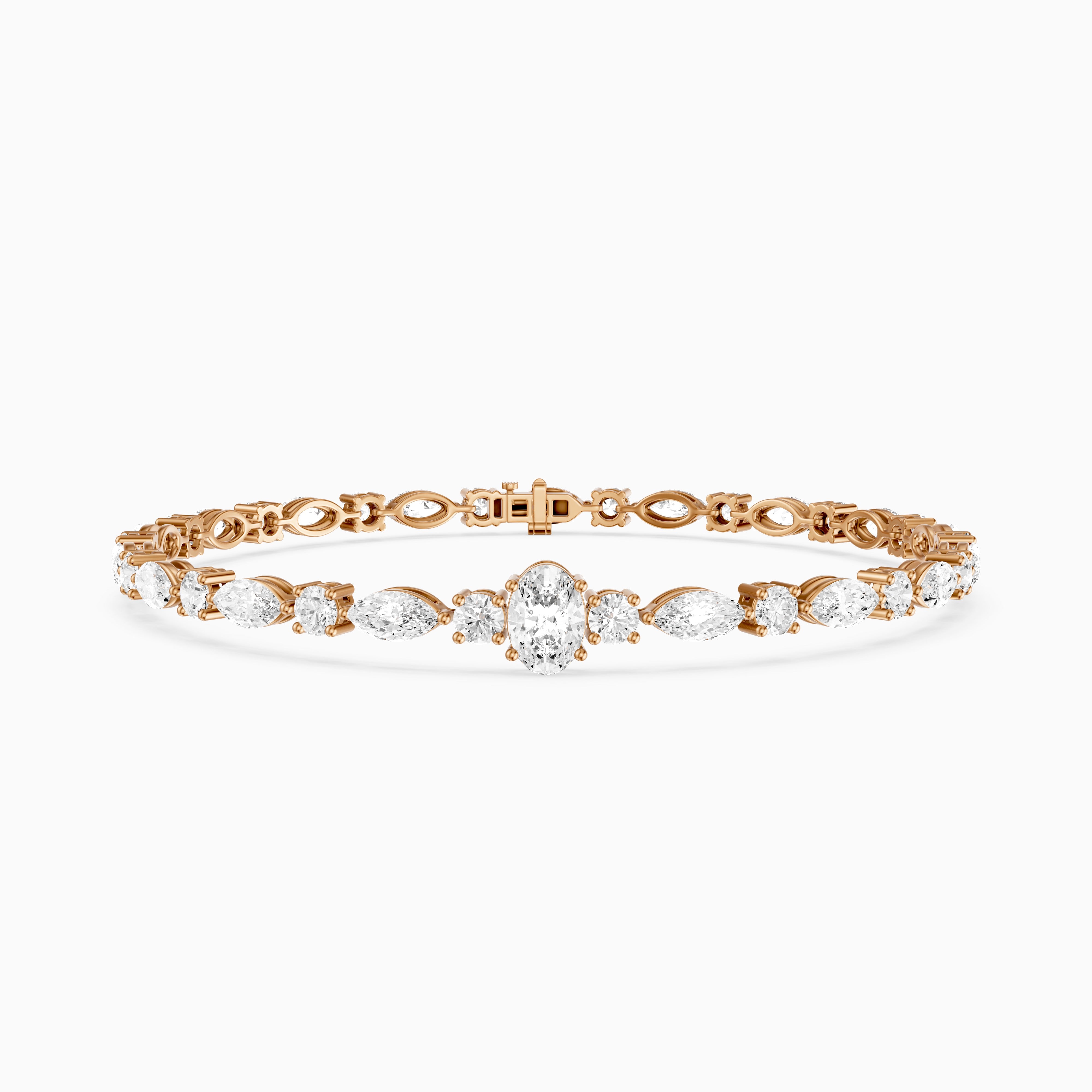 Elina Oval, Round and Marquise Lab Grown Diamond Tennis Bracelet