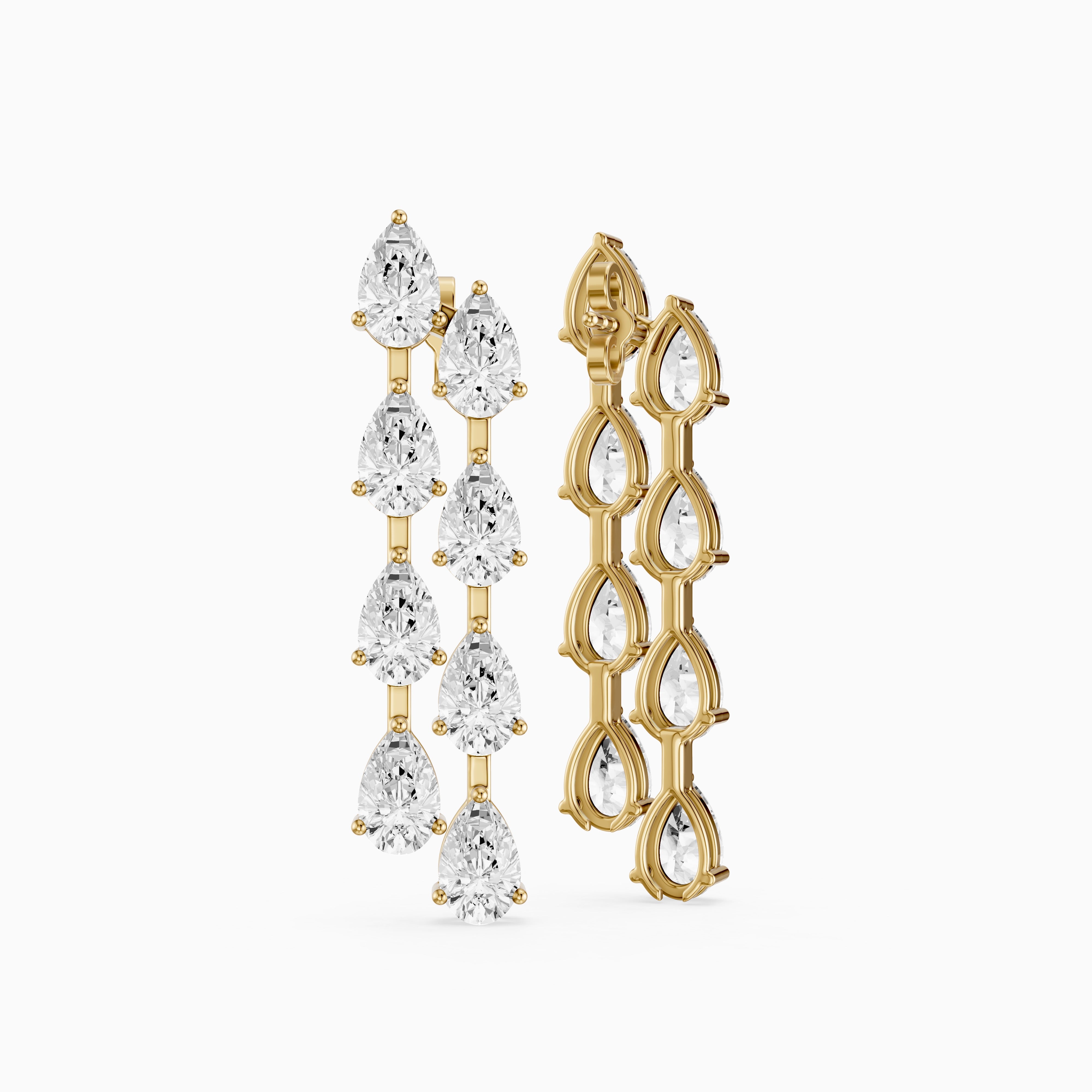 Eadie Cascading Pear Shaped Lab Grown Diamond Dangle Earrings