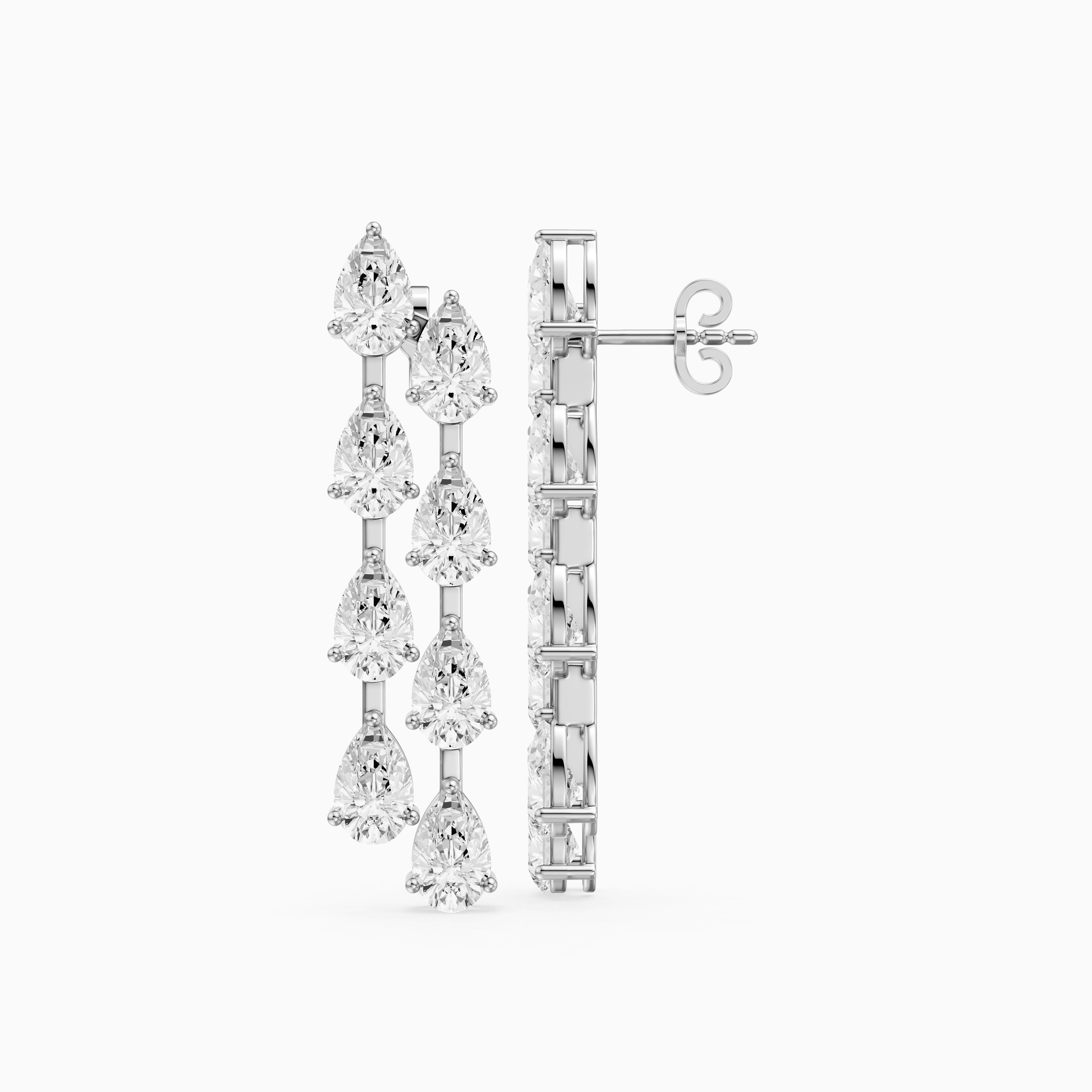 Eadie Cascading Pear Shaped Lab Grown Diamond Dangle Earrings
