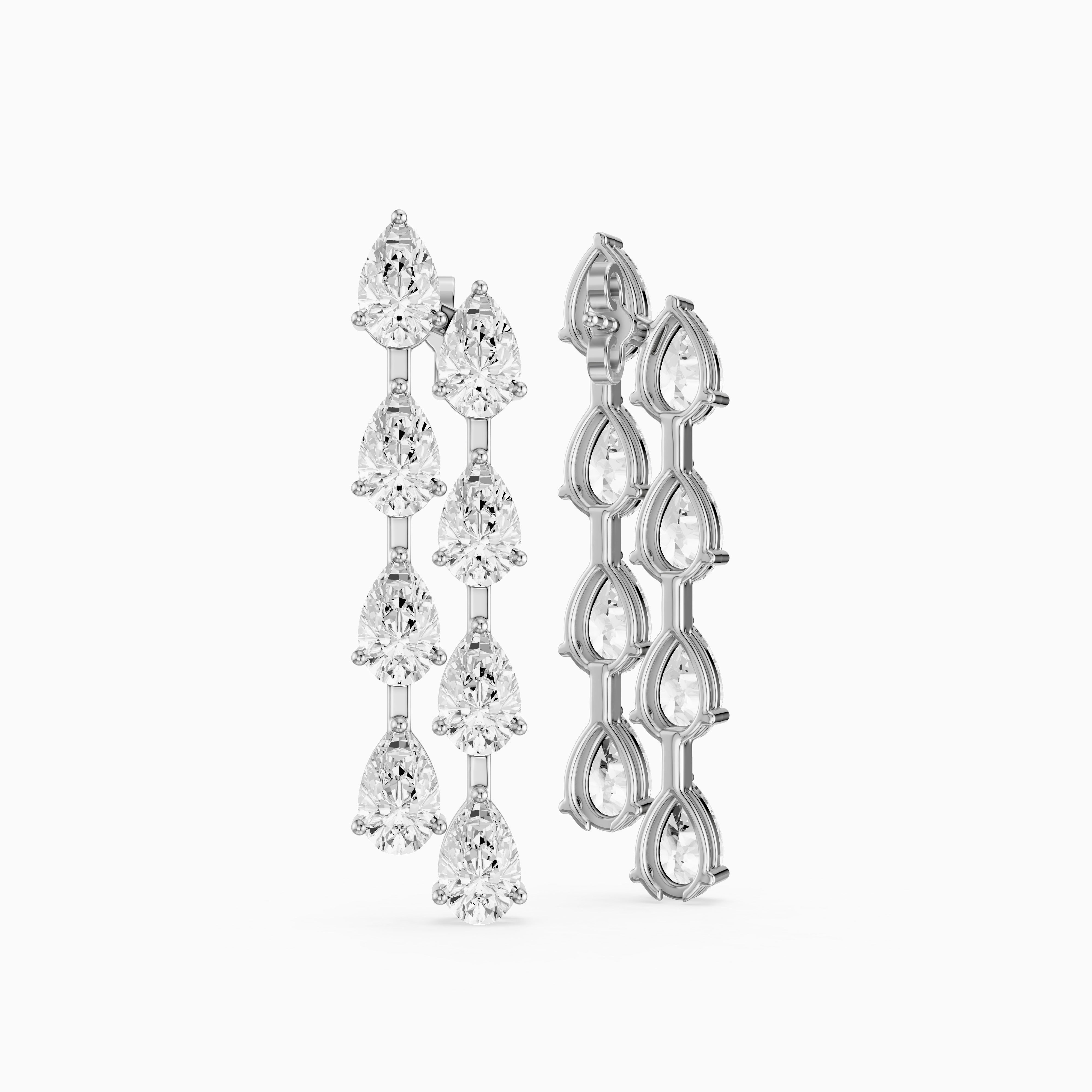 Eadie Cascading Pear Shaped Lab Grown Diamond Dangle Earrings