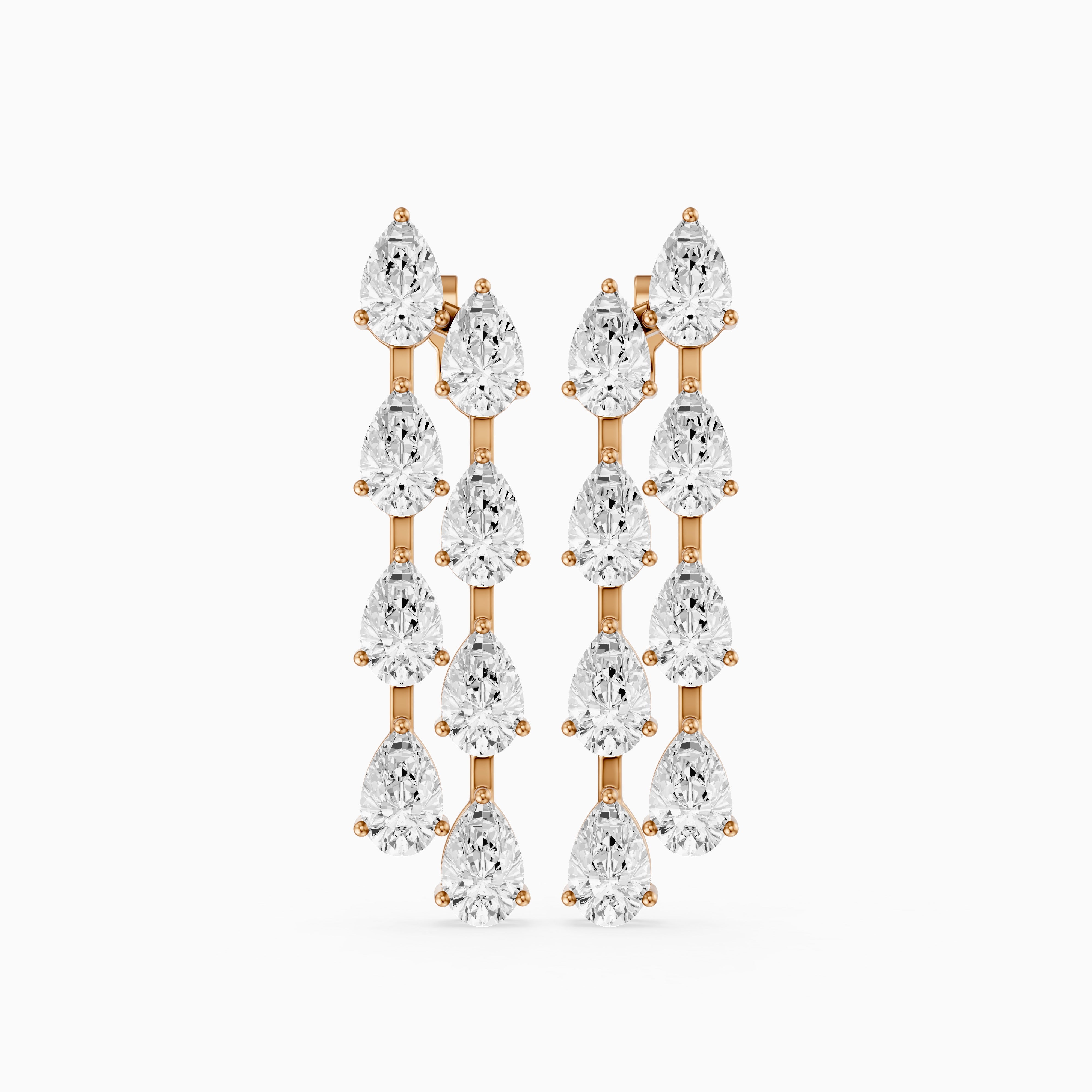 Eadie Cascading Pear Shaped Lab Grown Diamond Dangle Earrings