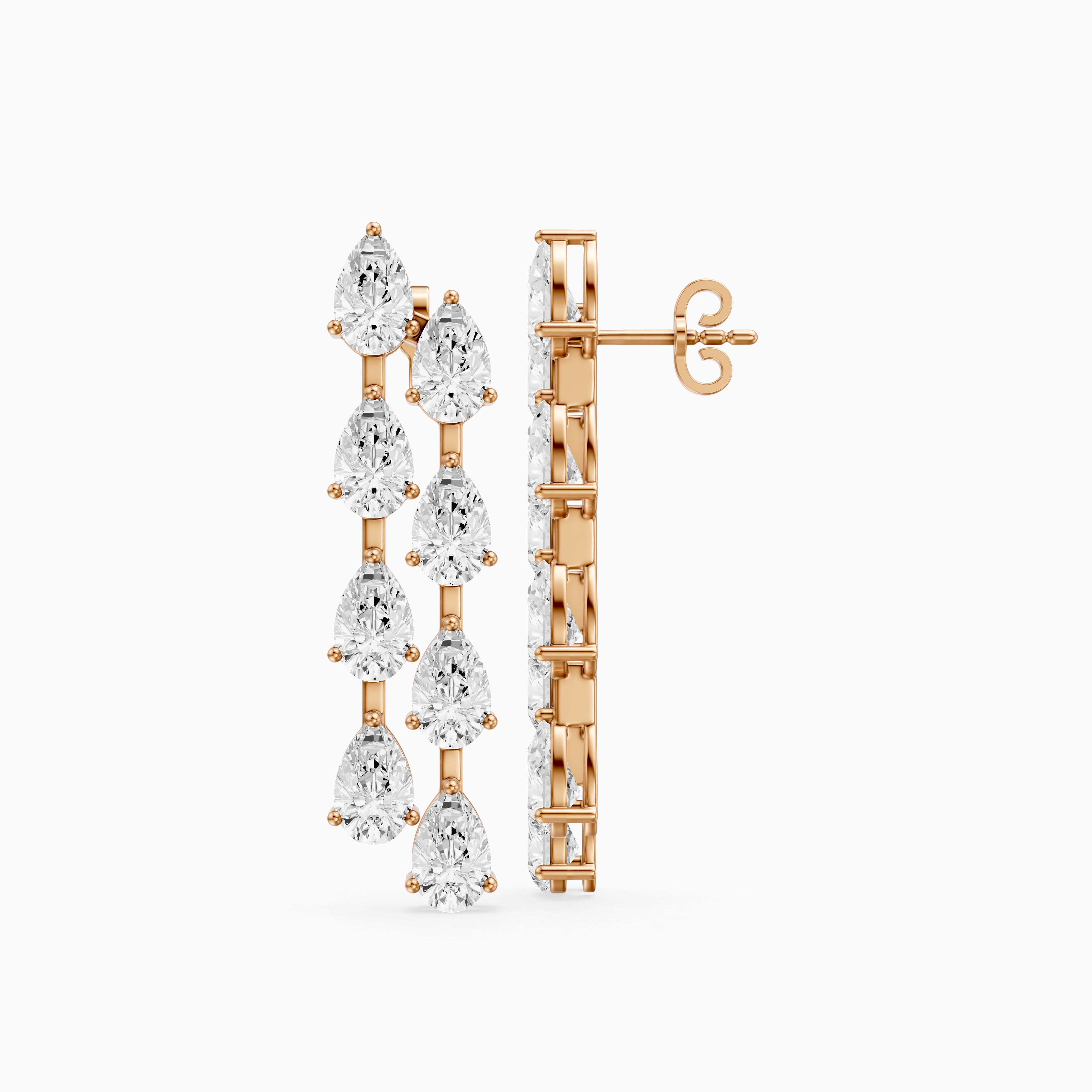 Eadie Cascading Pear Shaped Lab Grown Diamond Dangle Earrings