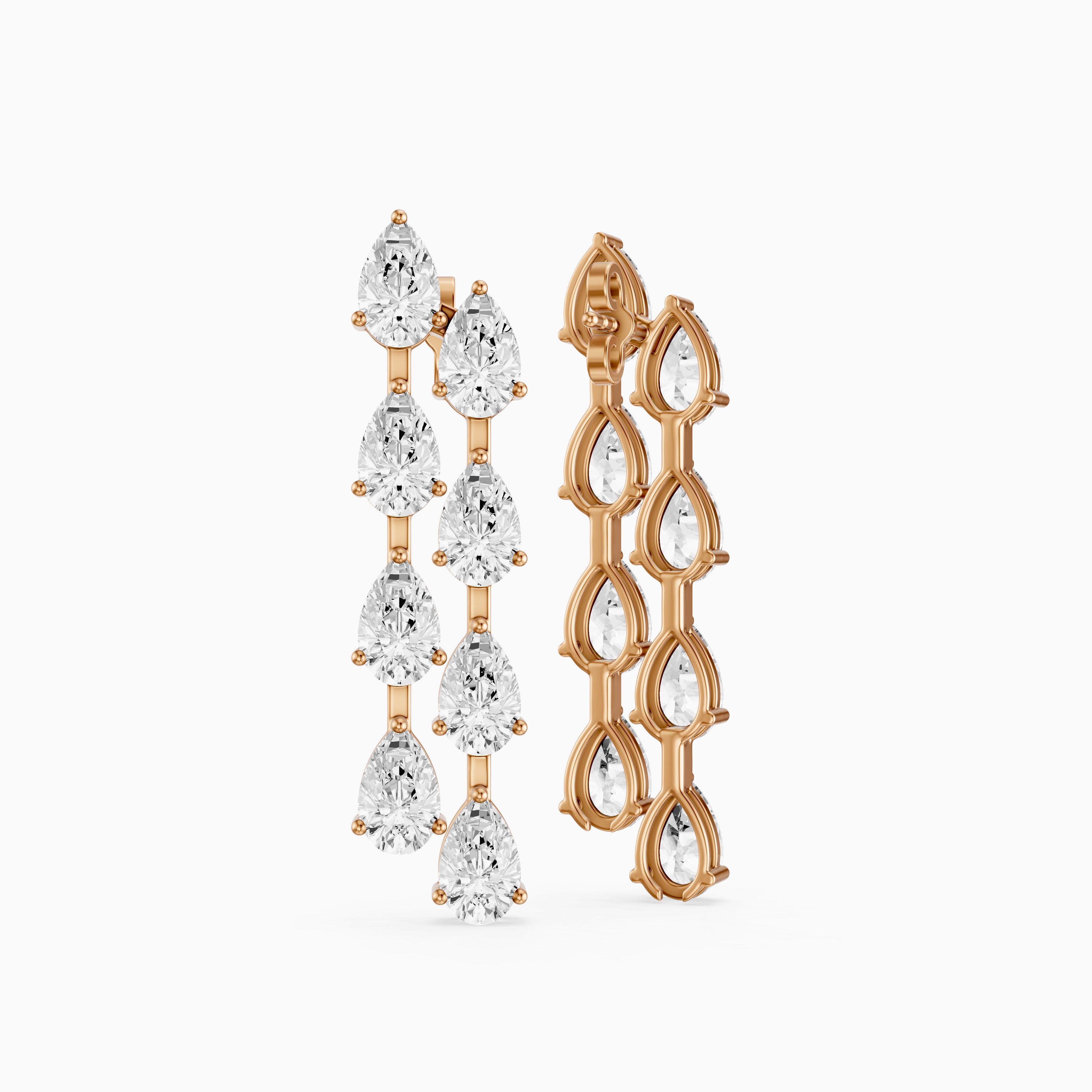 Eadie Cascading Pear Shaped Lab Grown Diamond Dangle Earrings