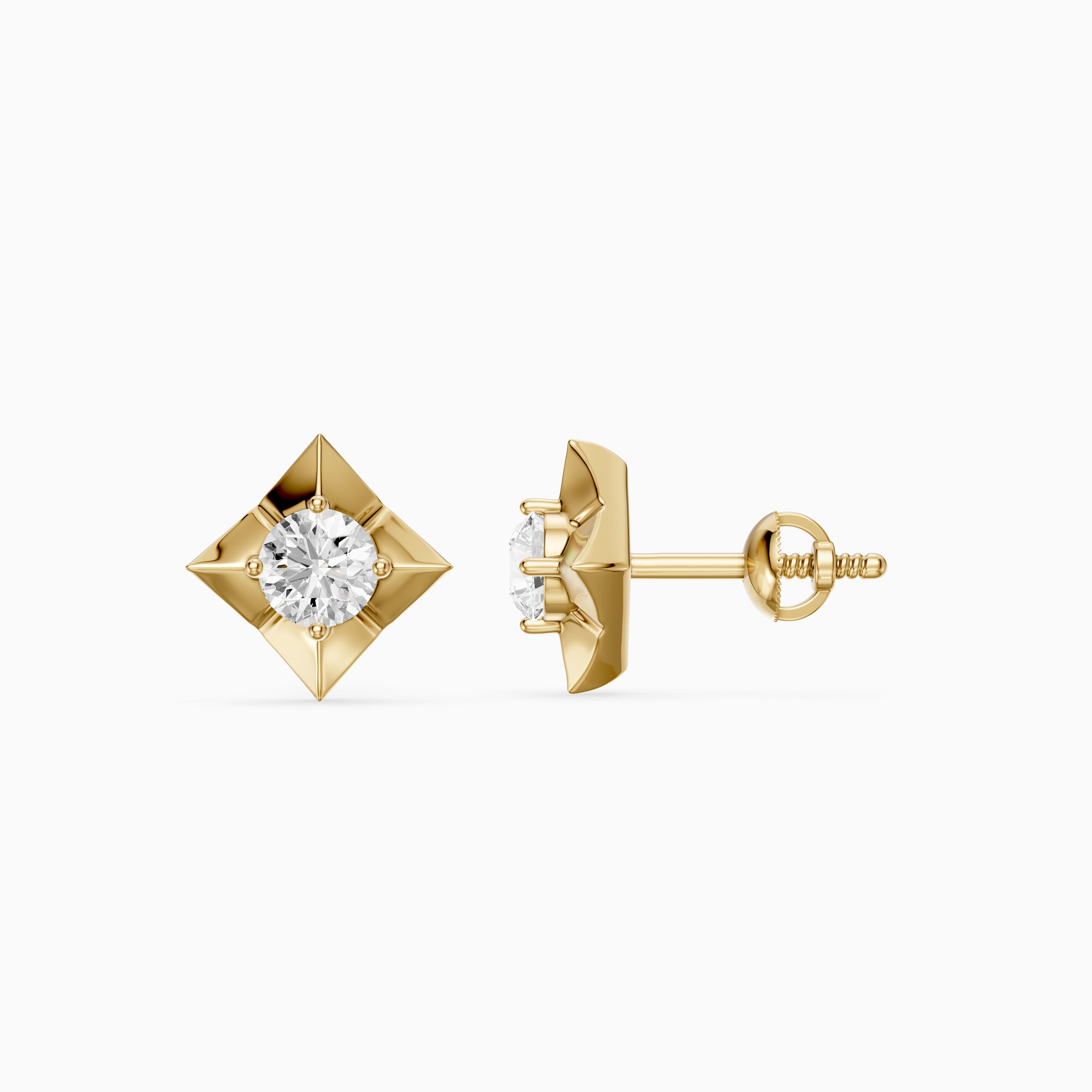 Xanthe Round Lab Grown Diamond Four Prong Solitaire Stud Earrings