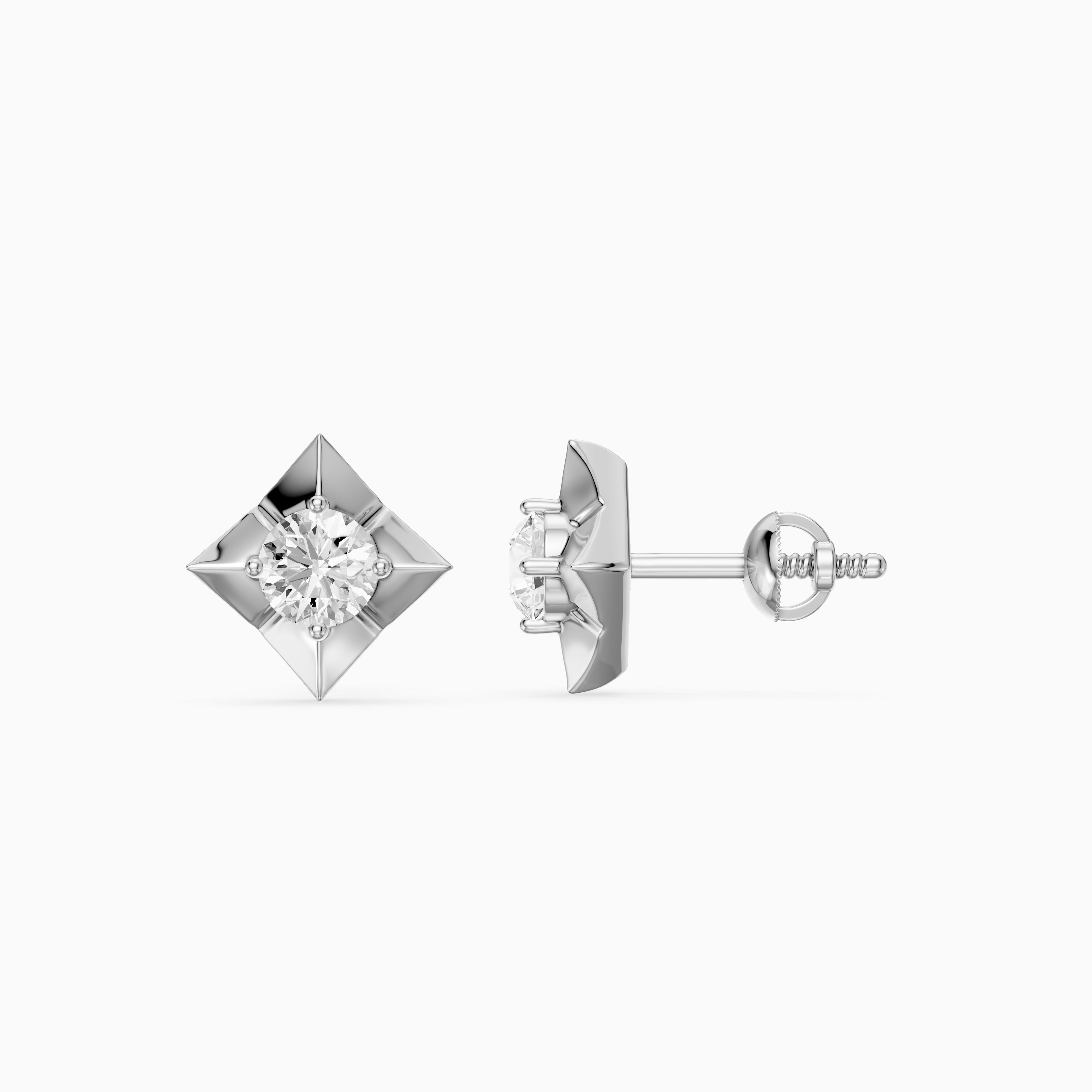 Xanthe Round Lab Grown Diamond Four Prong Solitaire Stud Earrings