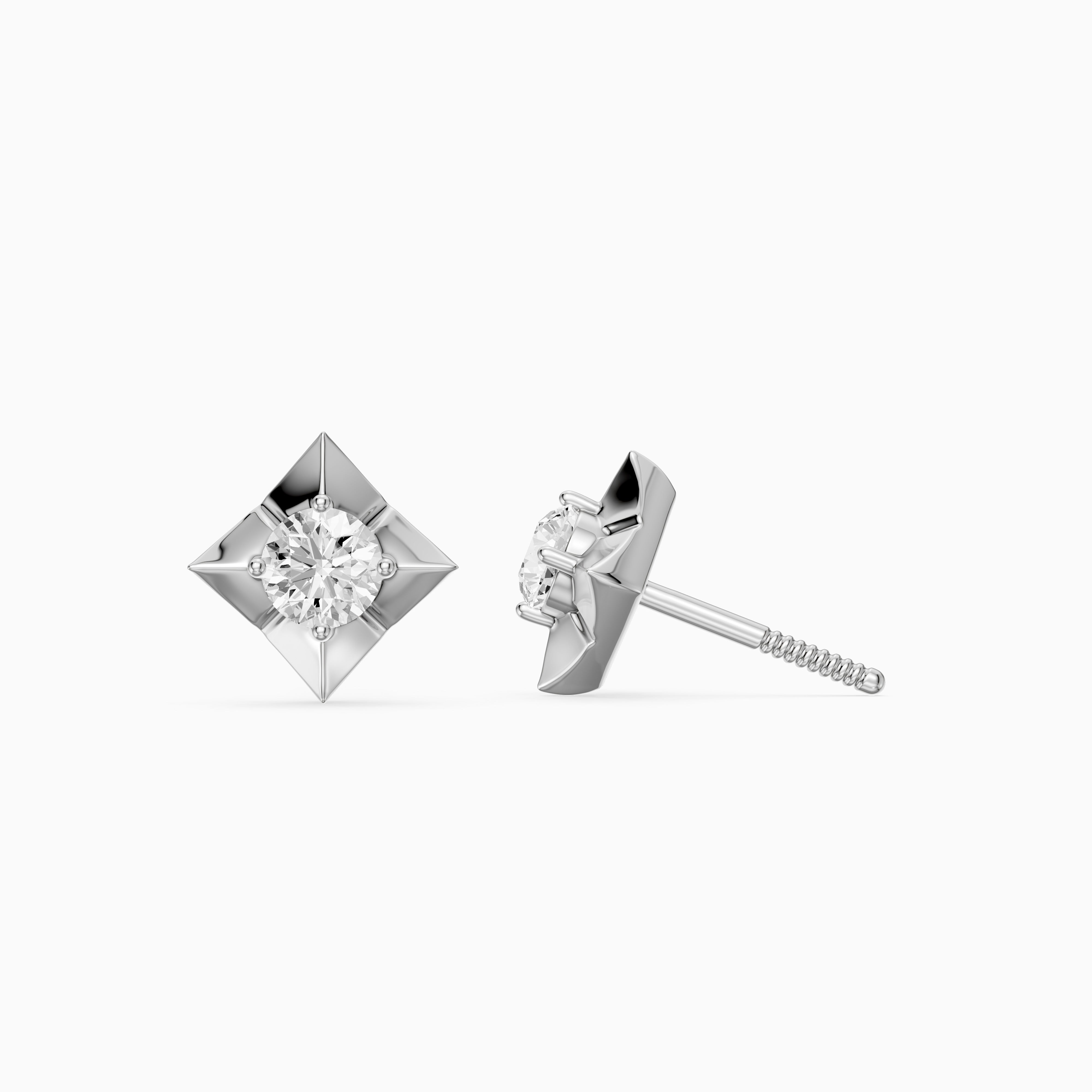 Xanthe Round Lab Grown Diamond Four Prong Solitaire Stud Earrings