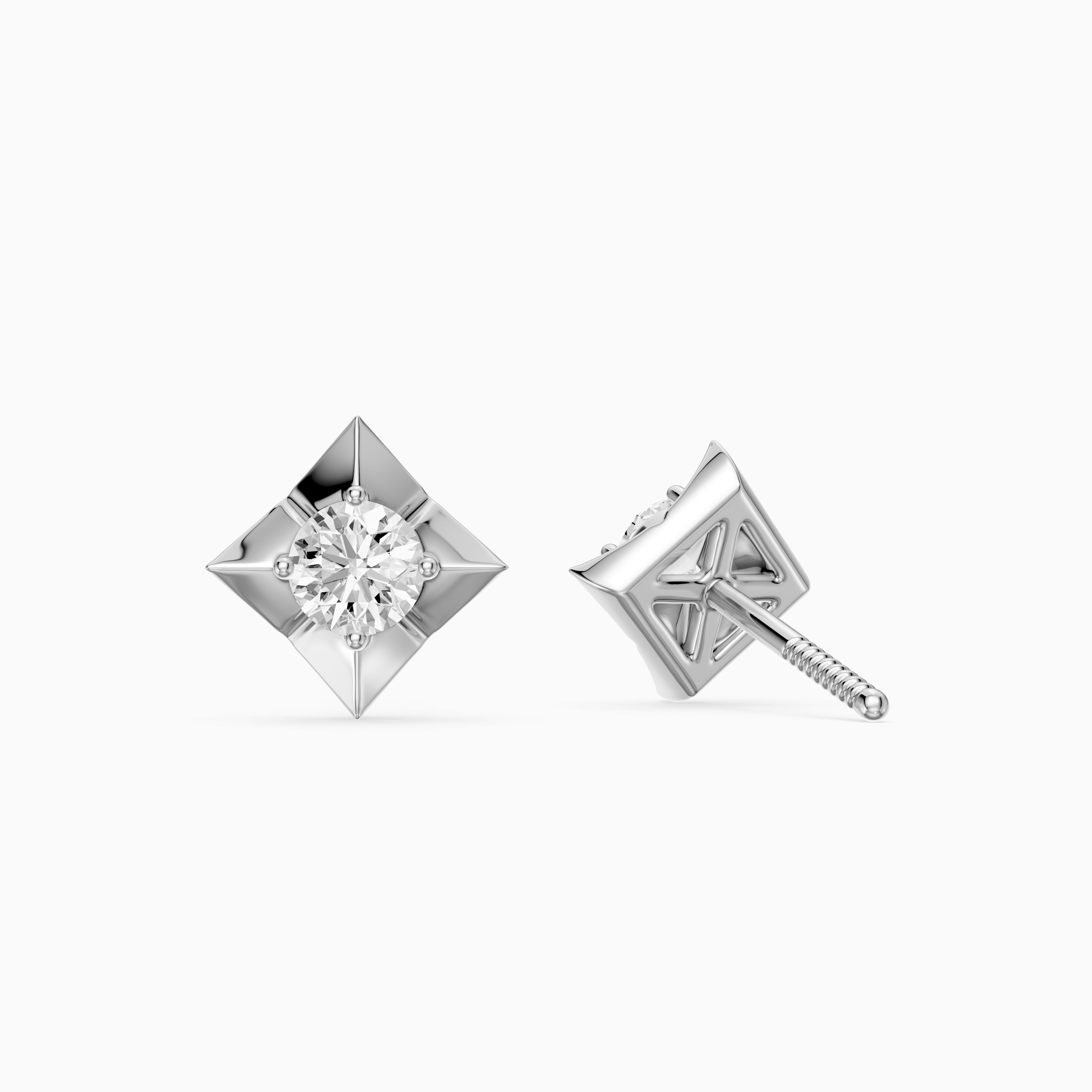 Xanthe Round Lab Grown Diamond Four Prong Solitaire Stud Earrings