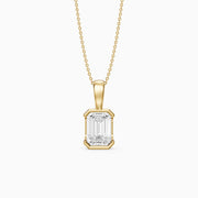 Catherine Emerald Cut Lab Grown Diamond Half Bezel Pendant