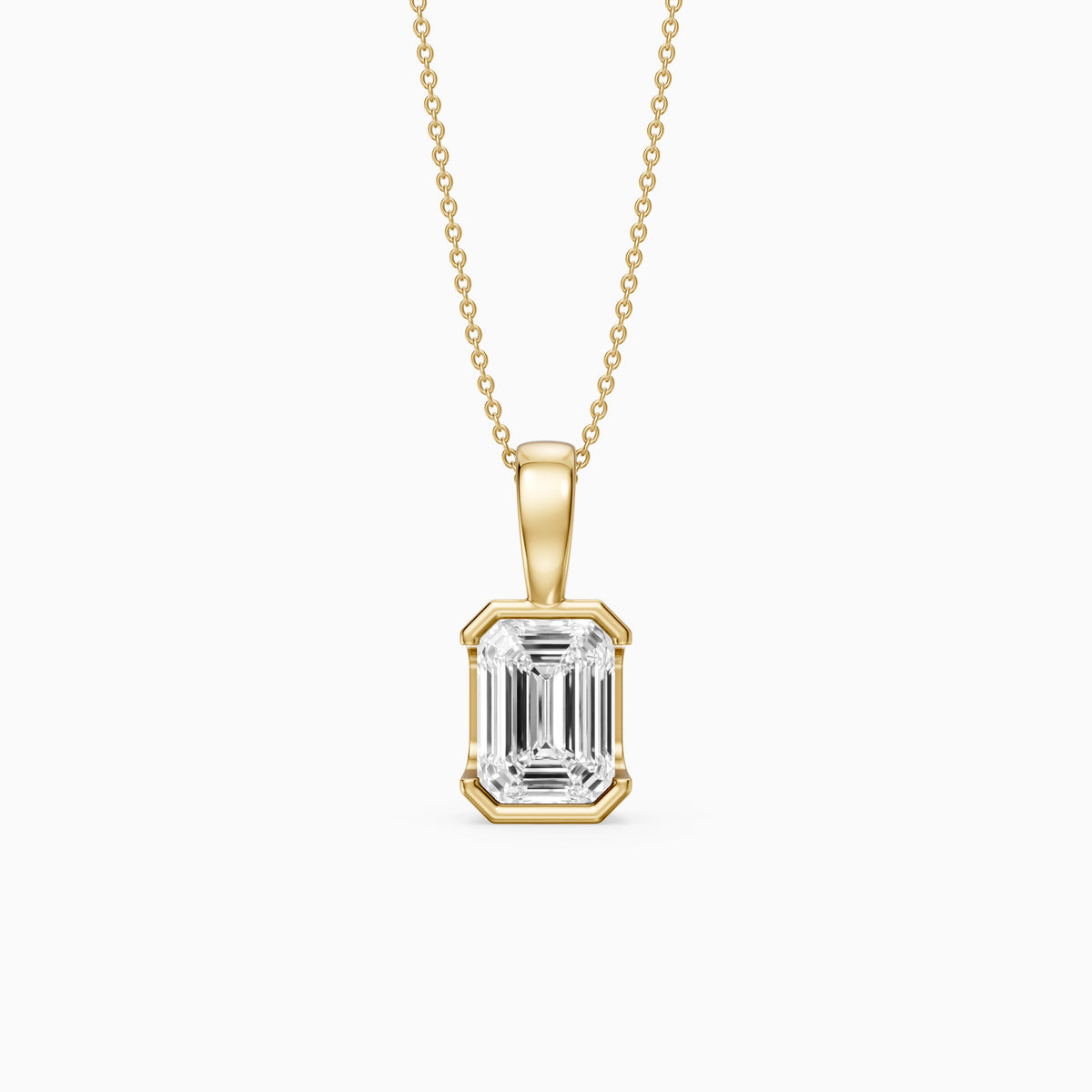 Catherine Emerald Cut Lab Grown Diamond Half Bezel Pendant