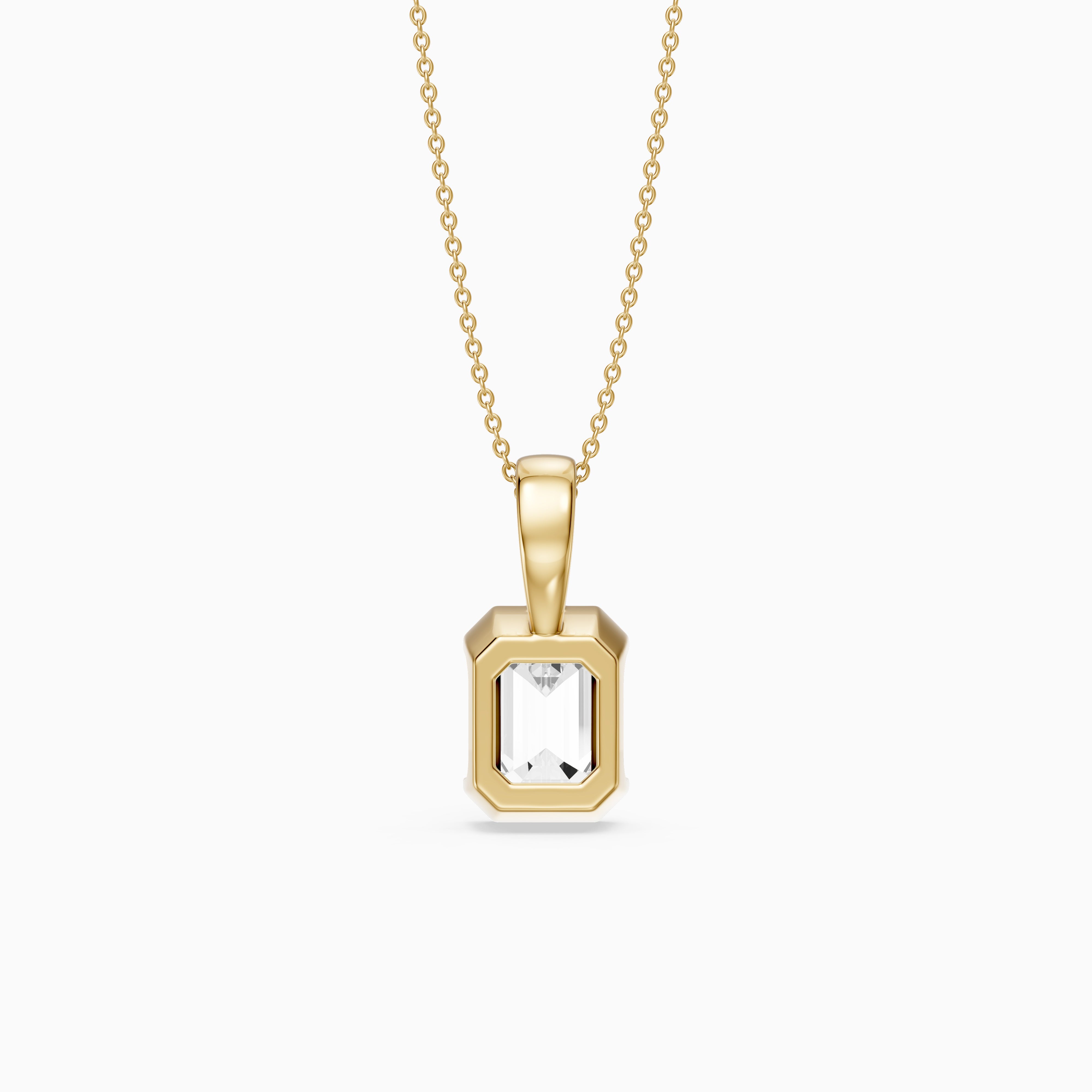Catherine Emerald Cut Lab Grown Diamond Half Bezel Pendant