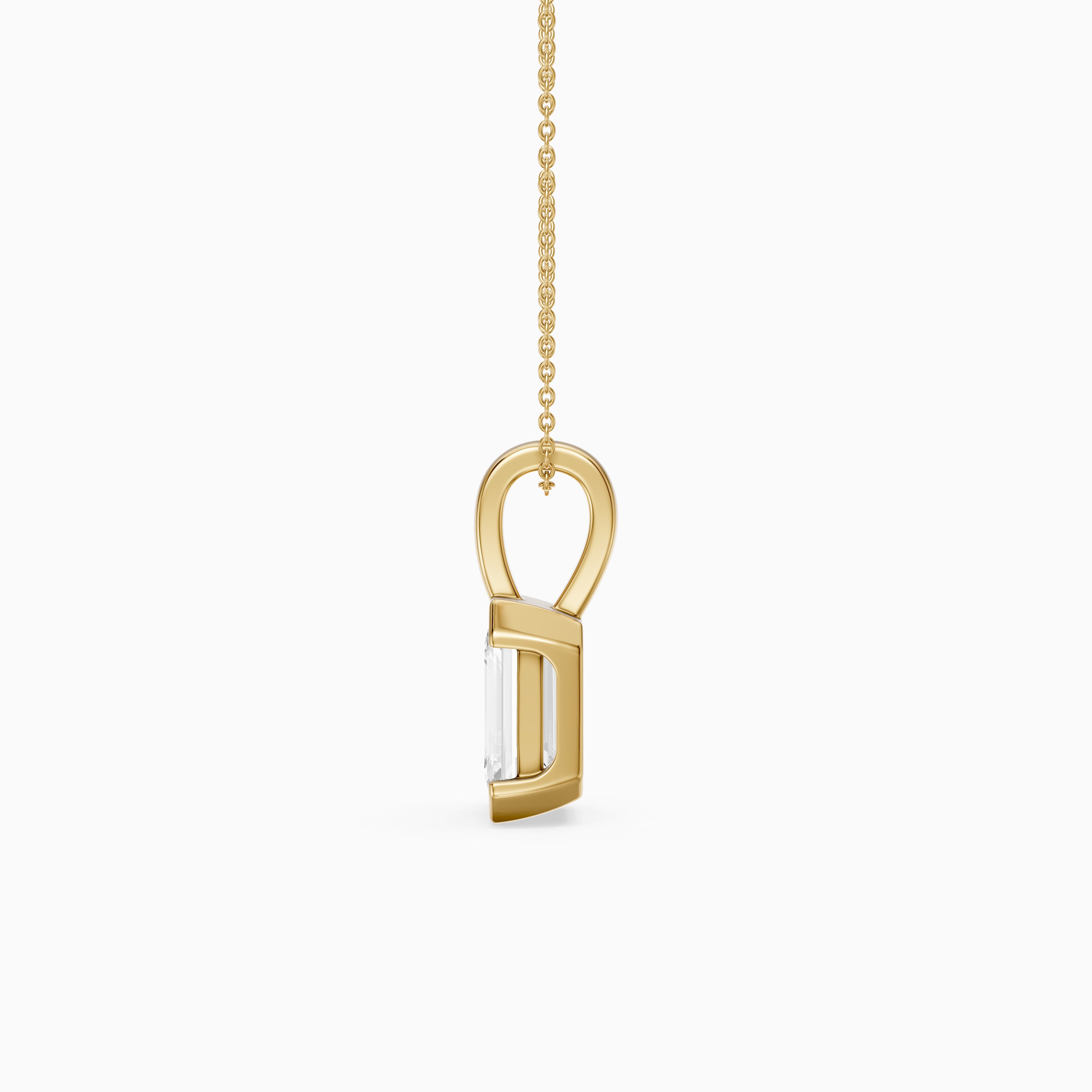 Catherine Emerald Cut Lab Grown Diamond Half Bezel Pendant