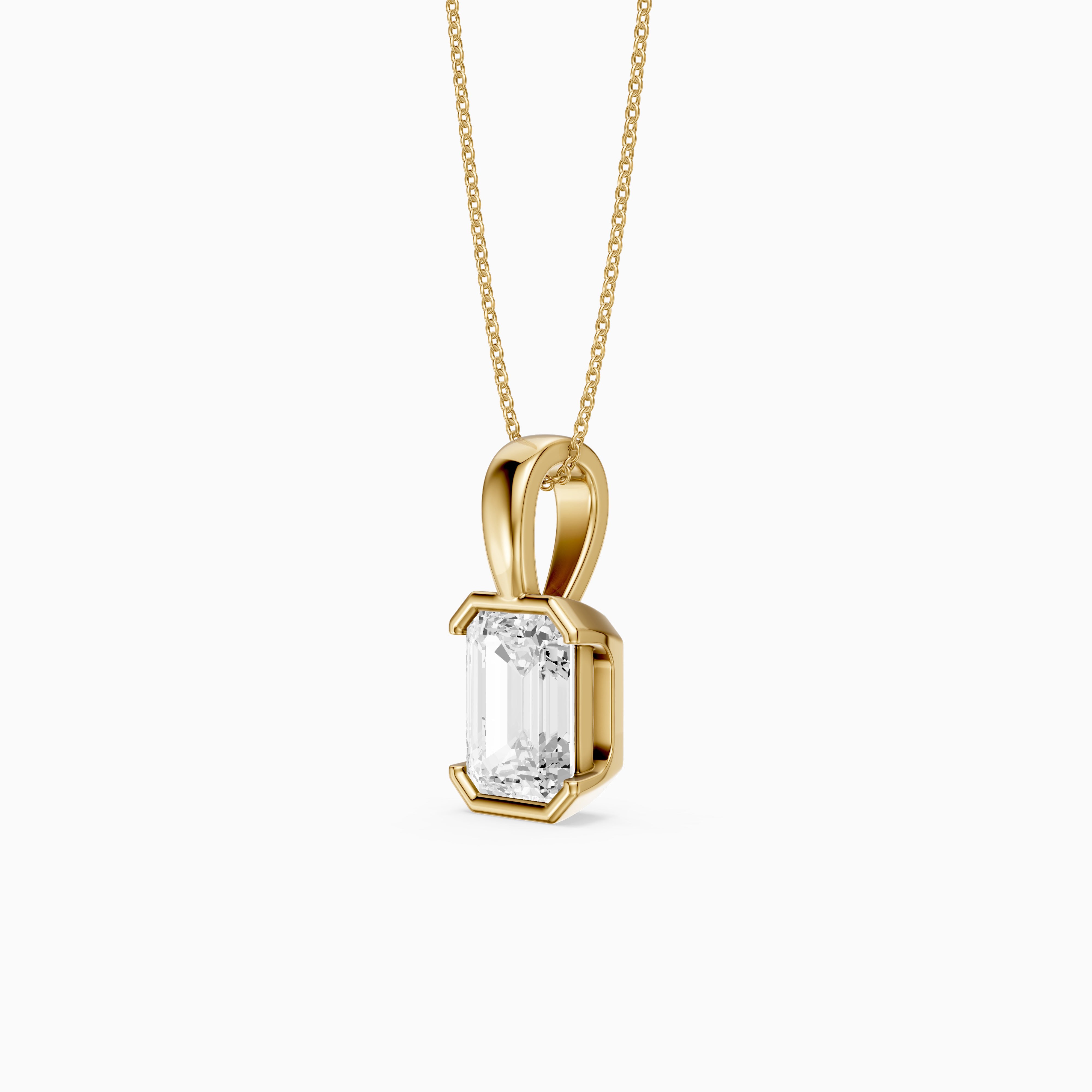 Catherine Emerald Cut Lab Grown Diamond Half Bezel Pendant