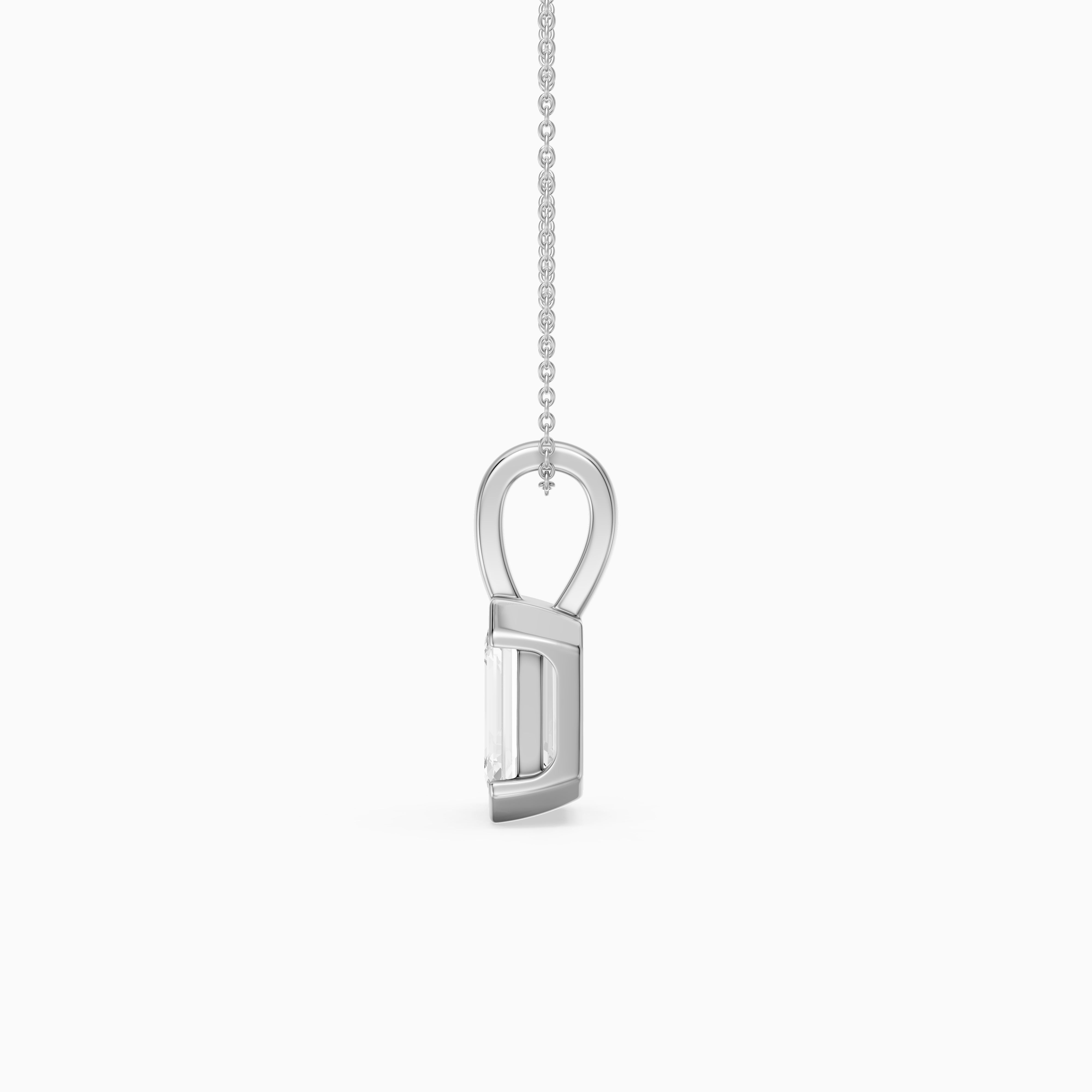 Catherine Emerald Cut Lab Grown Diamond Half Bezel Pendant