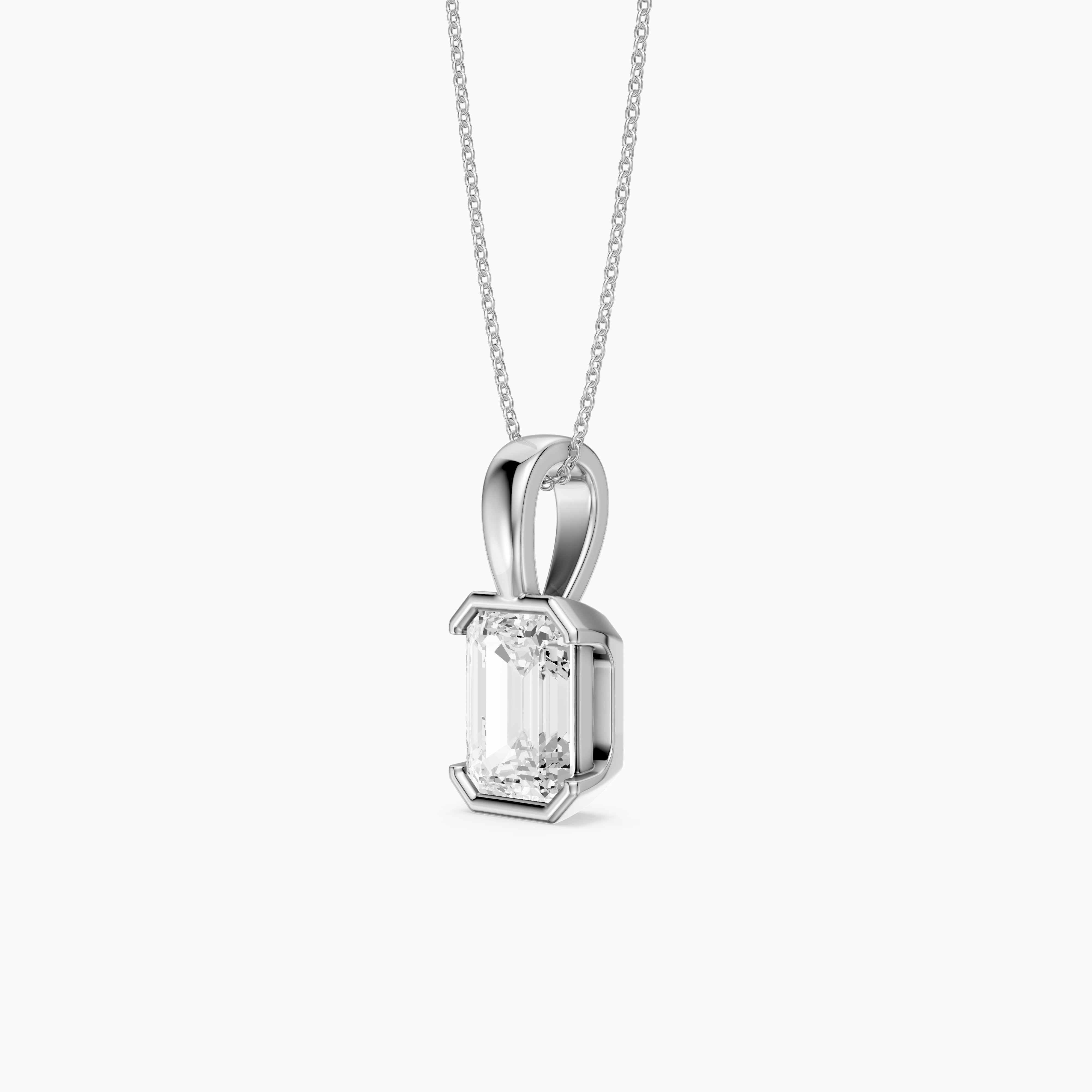 Catherine Emerald Cut Lab Grown Diamond Half Bezel Pendant
