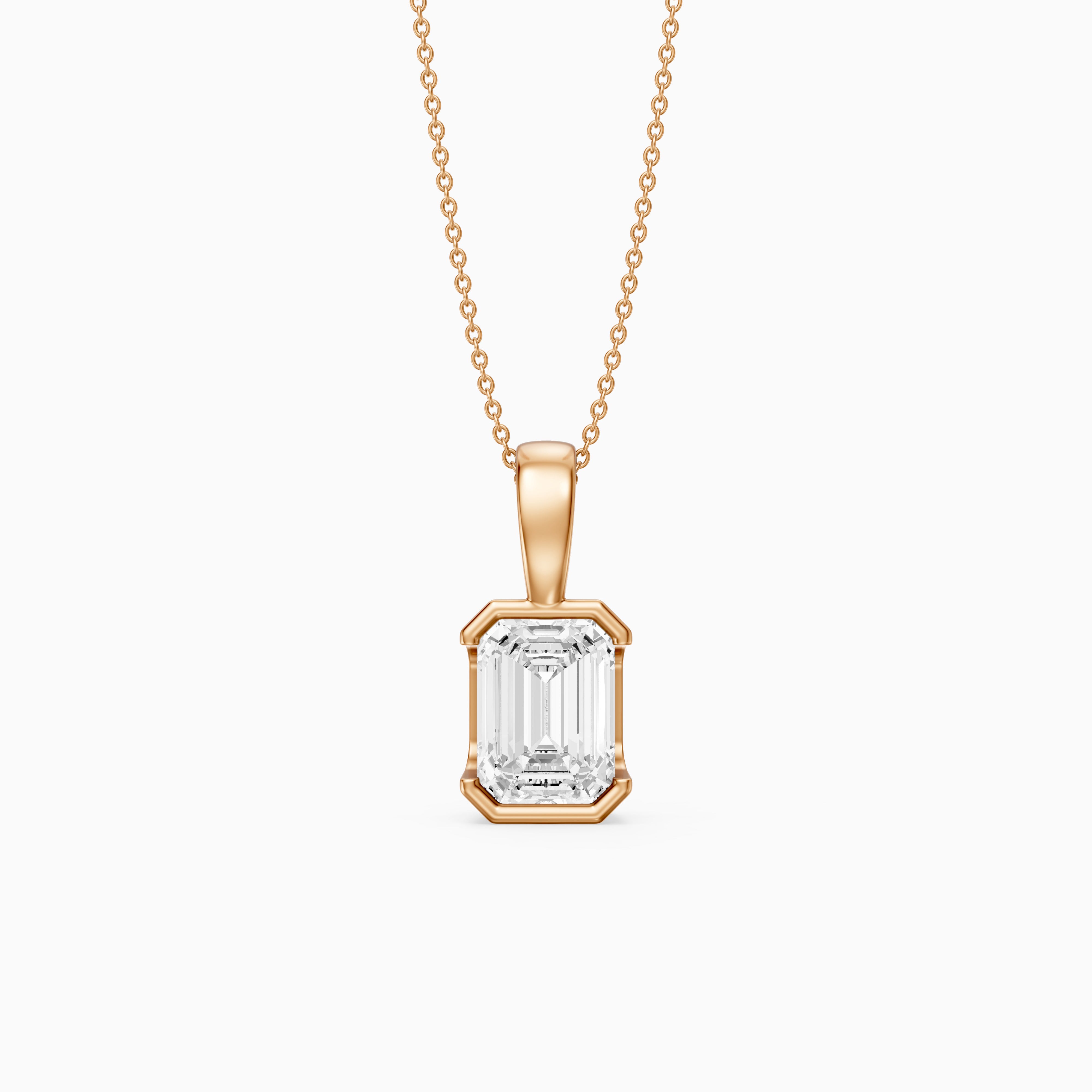 Catherine Emerald Cut Lab Grown Diamond Half Bezel Pendant